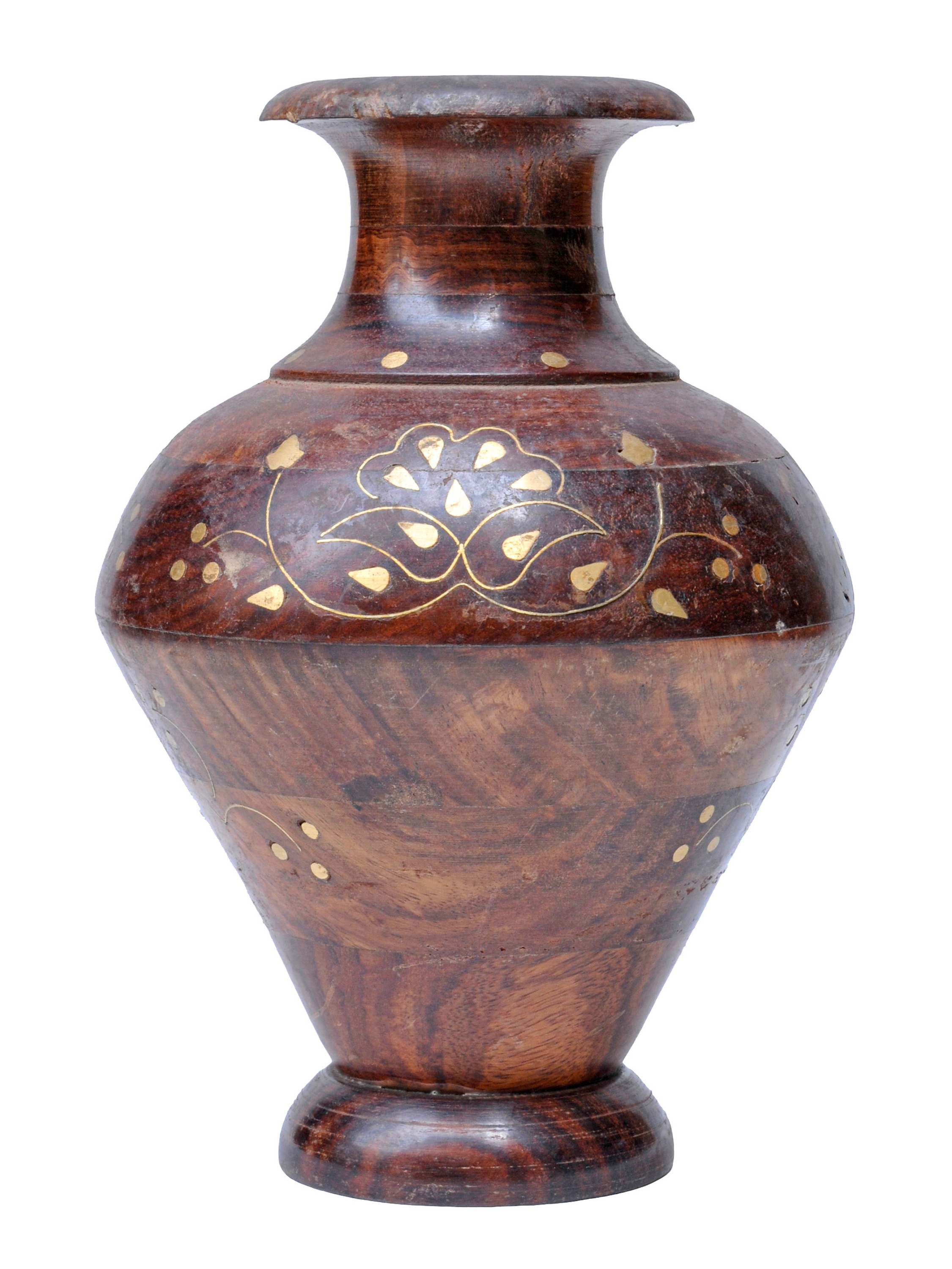 Wooden Handmade Flower Vase With Printed Design
