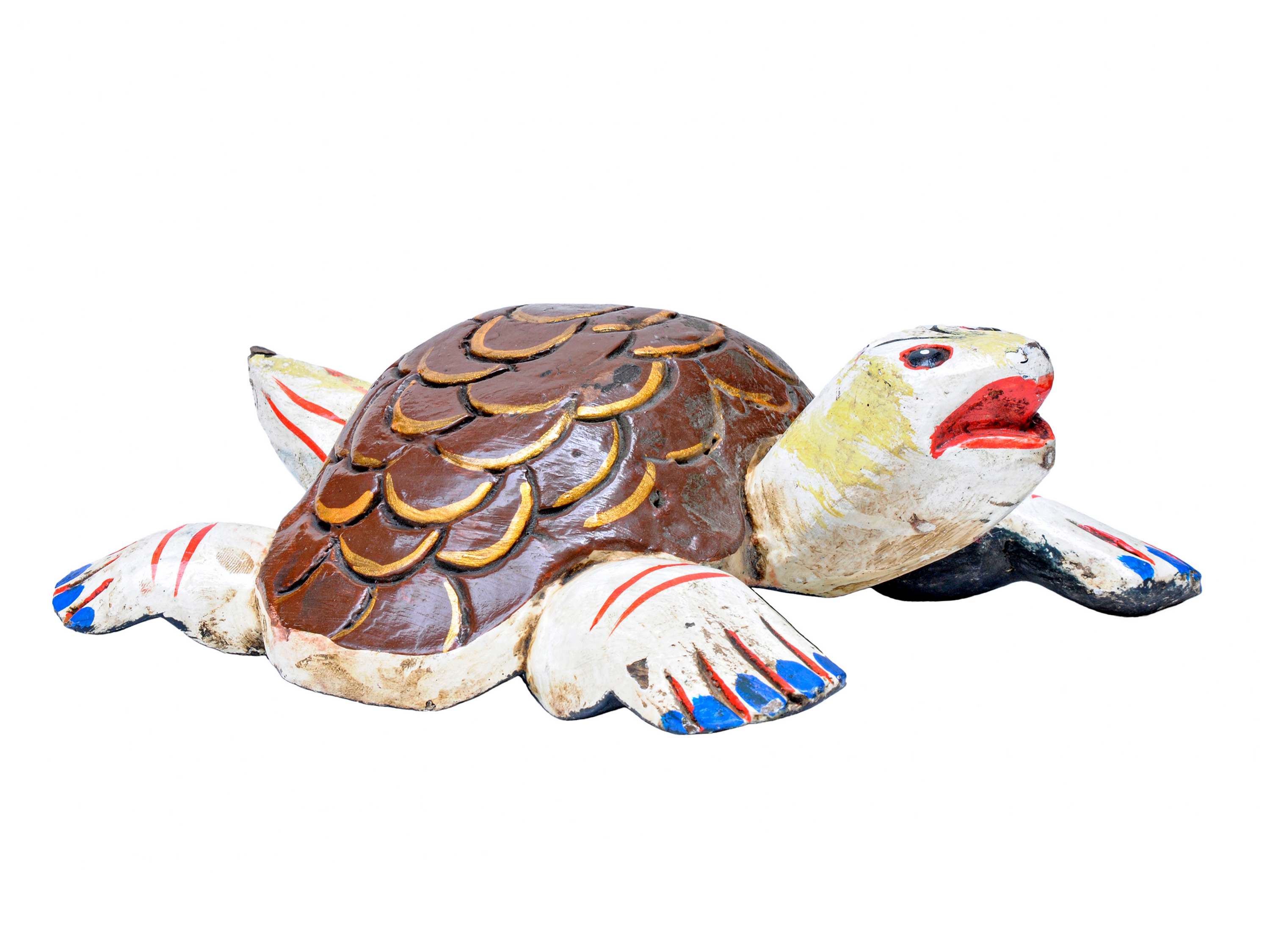 Wooden Statue Of Tortoise For Decoration, White Colour