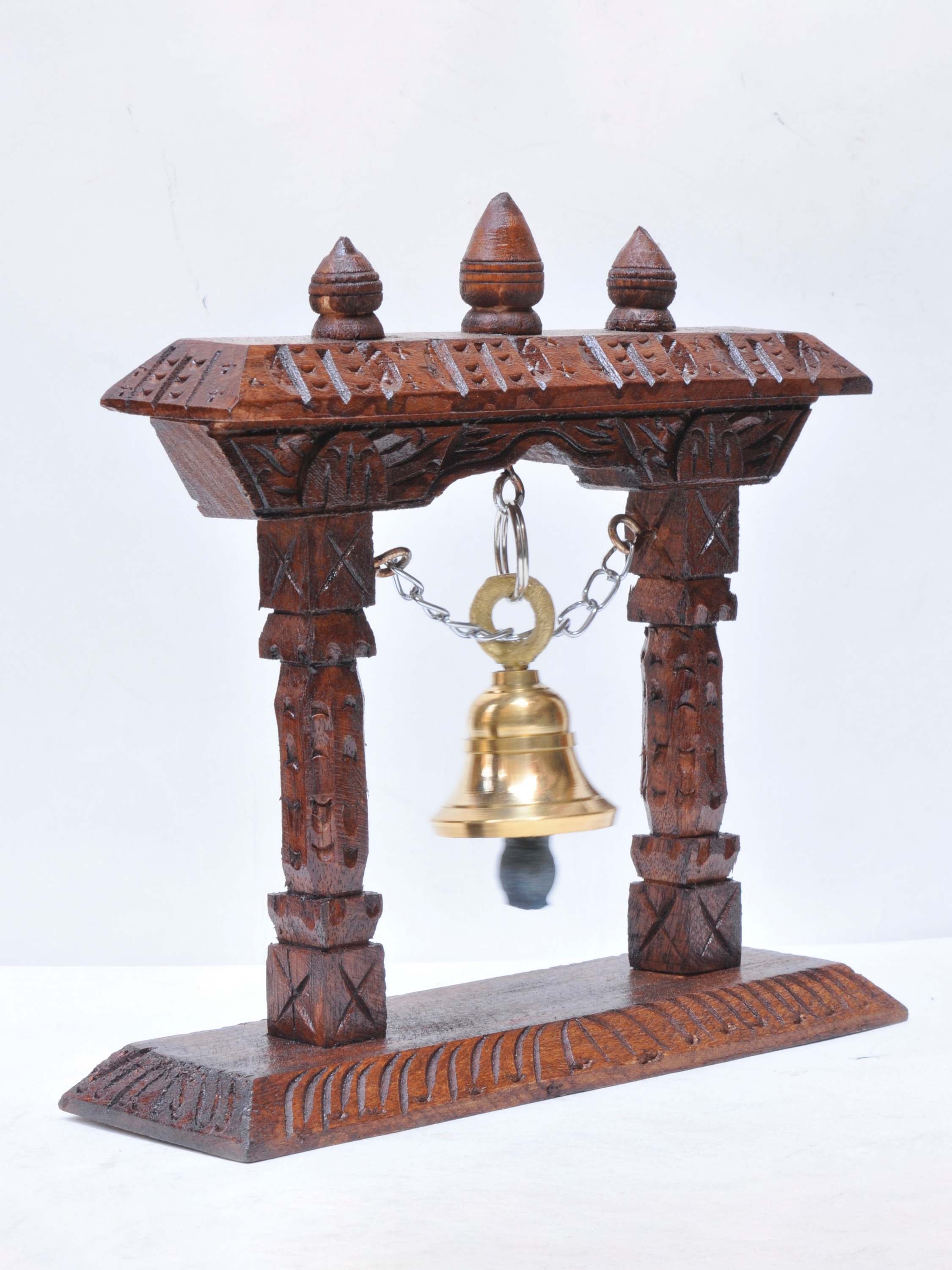 Buddhist Handmade Traditional Table Bell On Wooden Frame