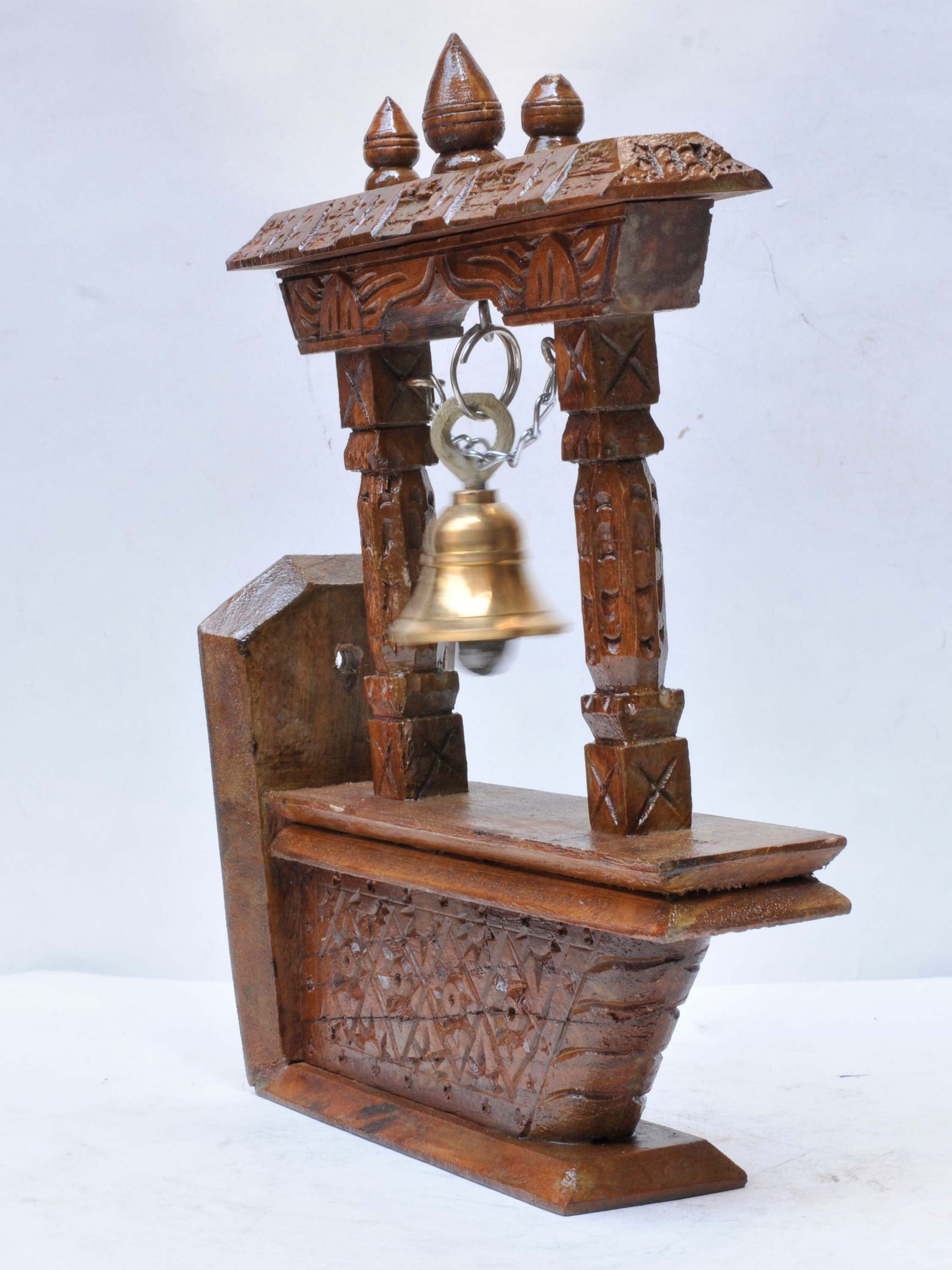 Buddhist Handmade Traditional Wall Bell On Wooden Frame <span Style=