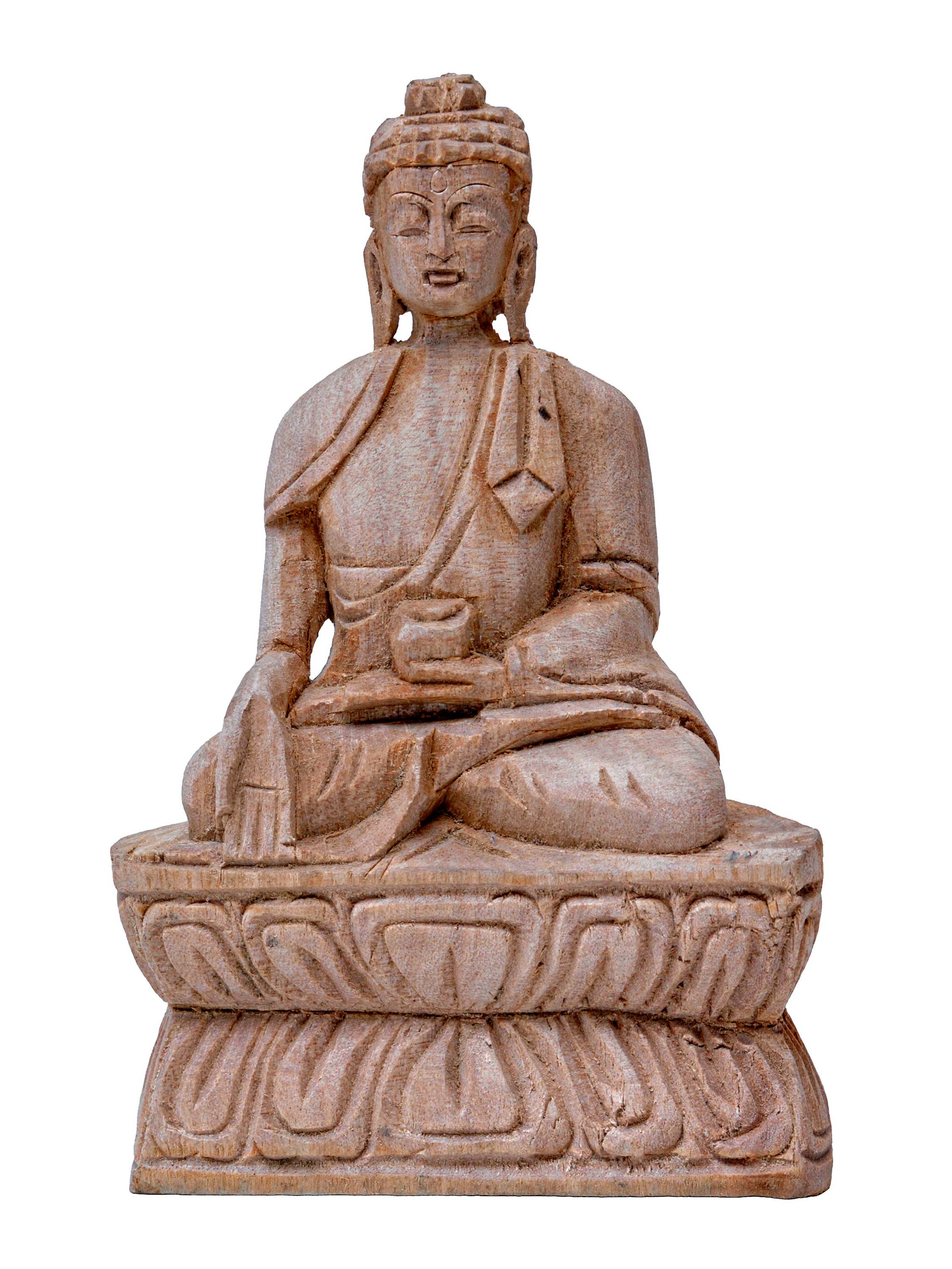Buddhist Handmade Wooden Ratnasambhava Buddha, sandalwood