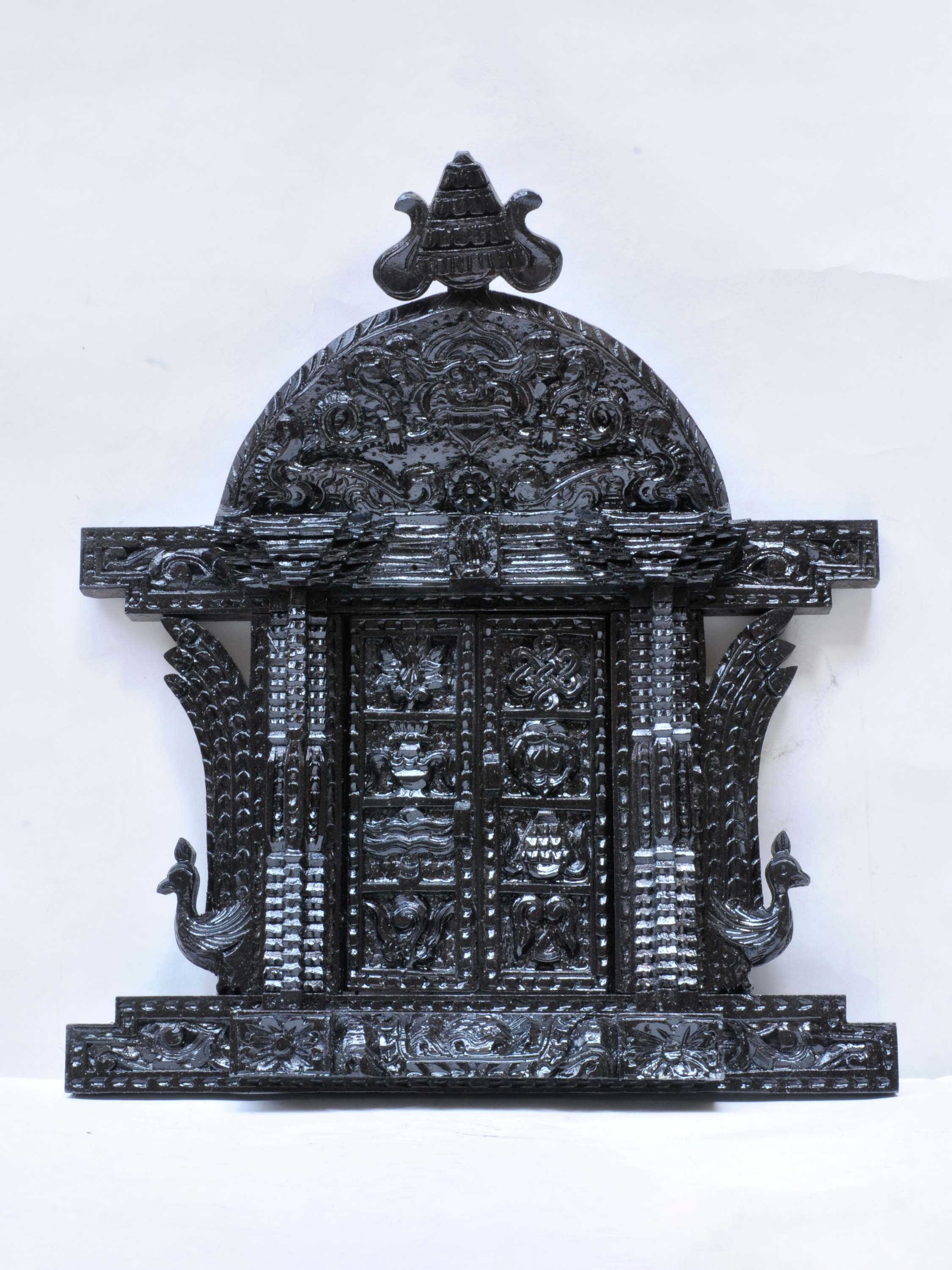 Traditional Newari Wooden Hand Carved Door Design For Decoration, Natural Wood, <span Style=