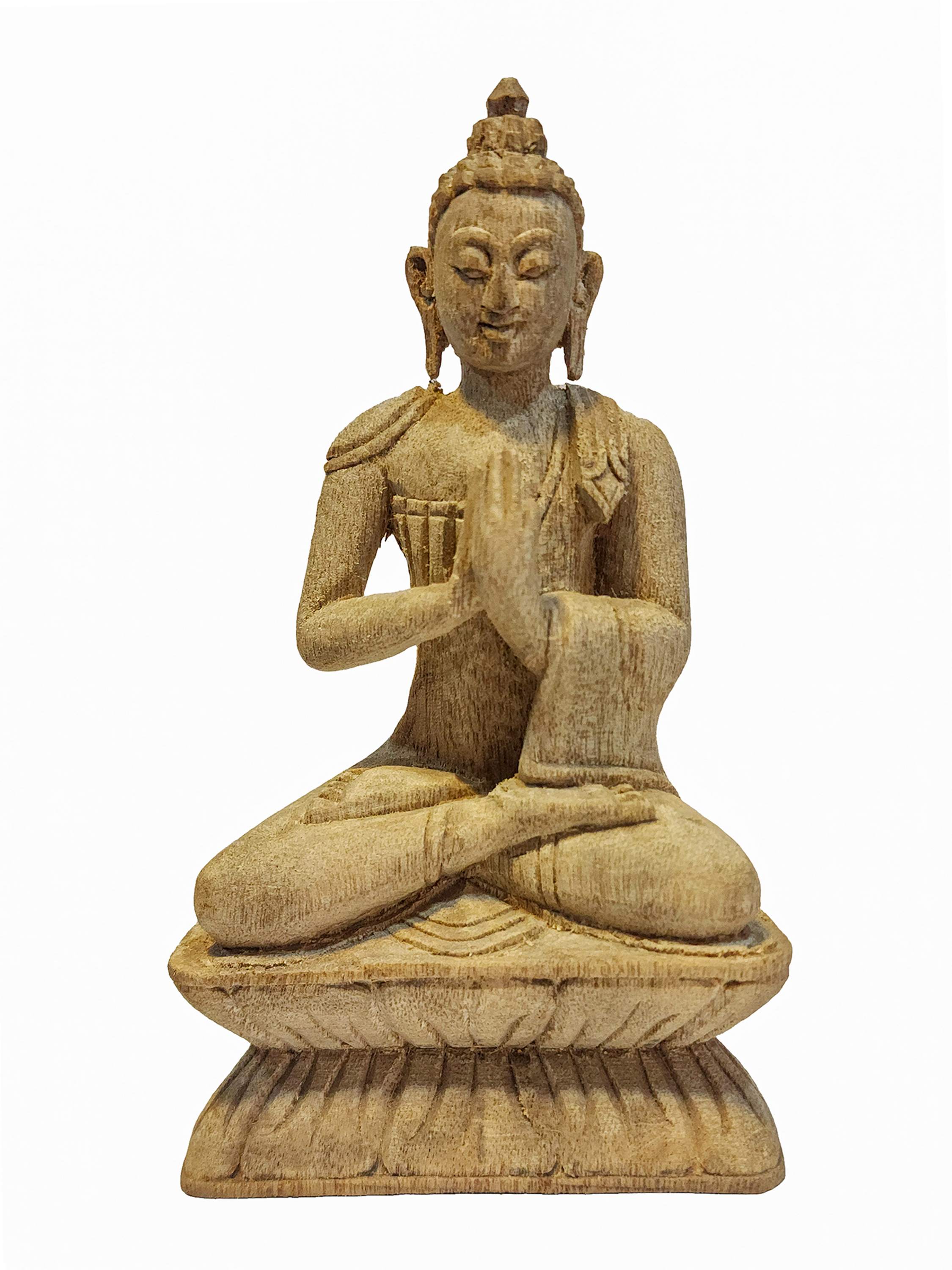 Buddhist Handmade Wooden Statue Of Vairochana Buddha, camphor Wood