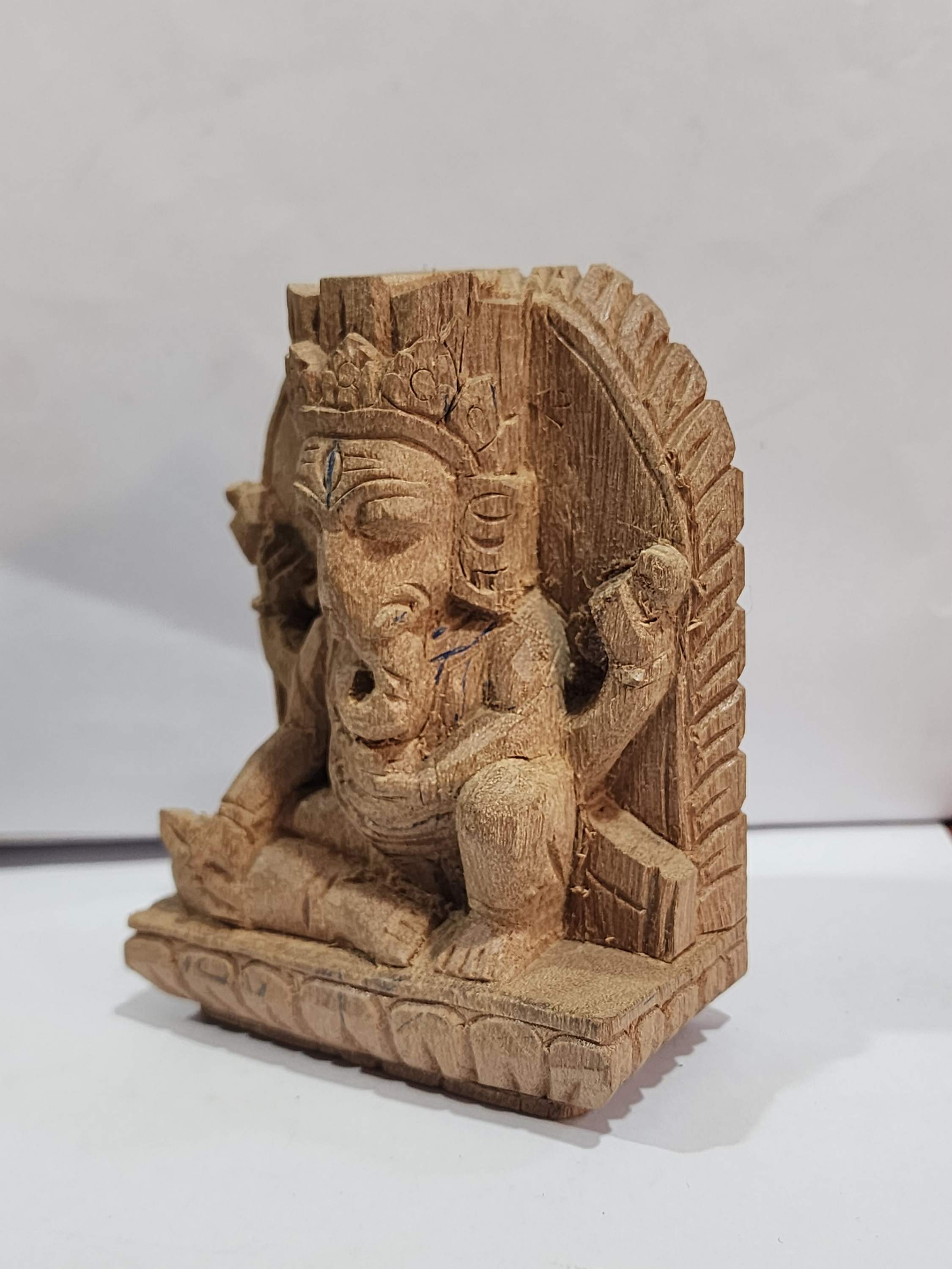 Buddhist Handmade Wooden Statue Of Ganesh