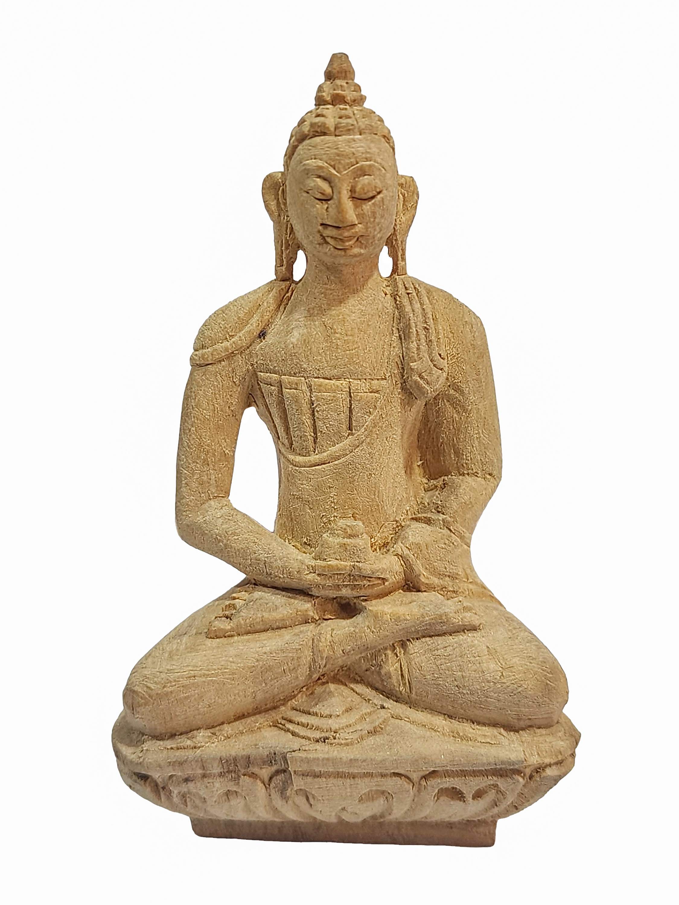 Buddhist Handmade Wooden Statue Of Amitabha Buddha, karma Wood