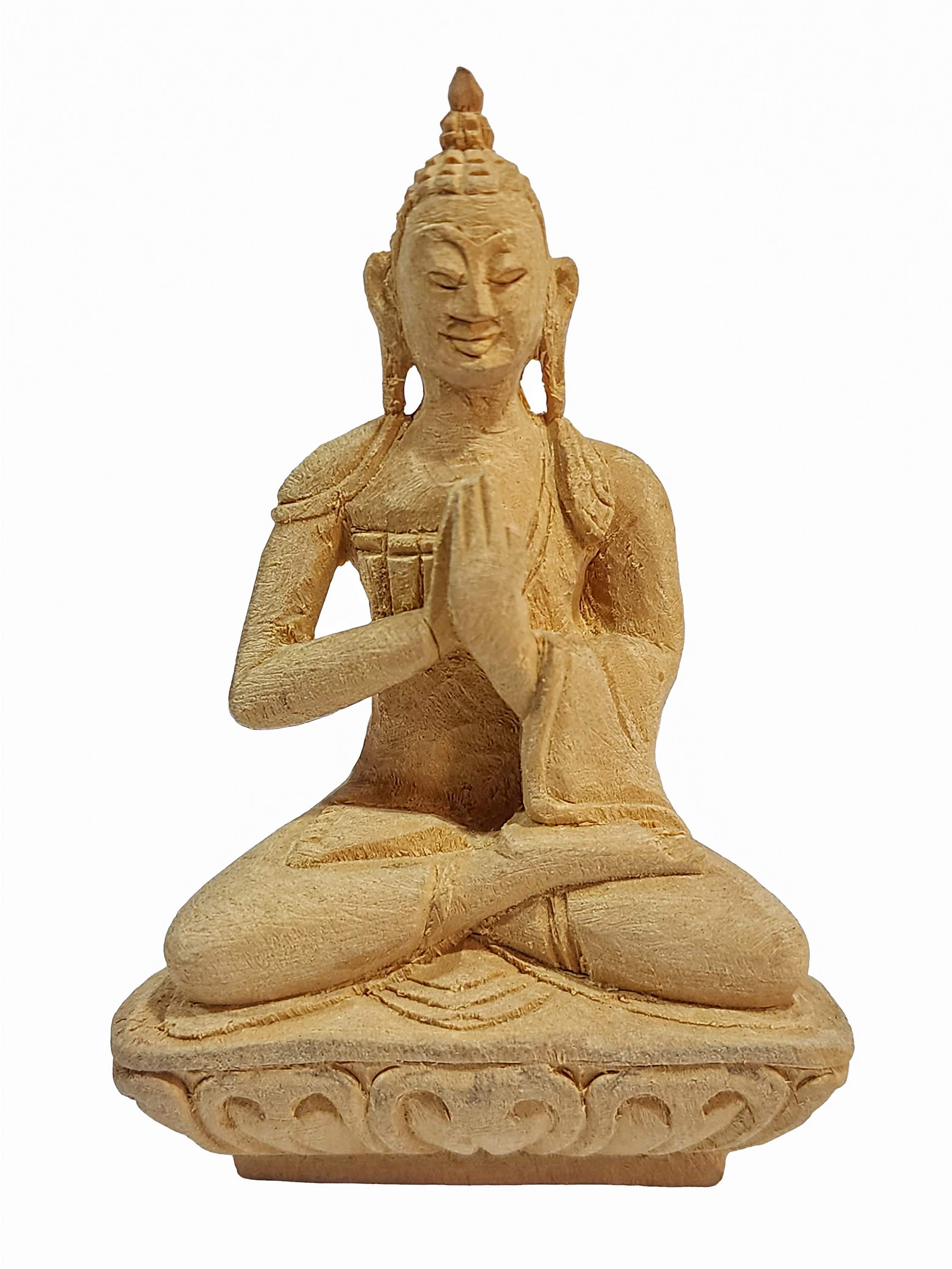 Buddhist Handmade Wooden Statue Of Vairochana Buddha, [karma Wood]