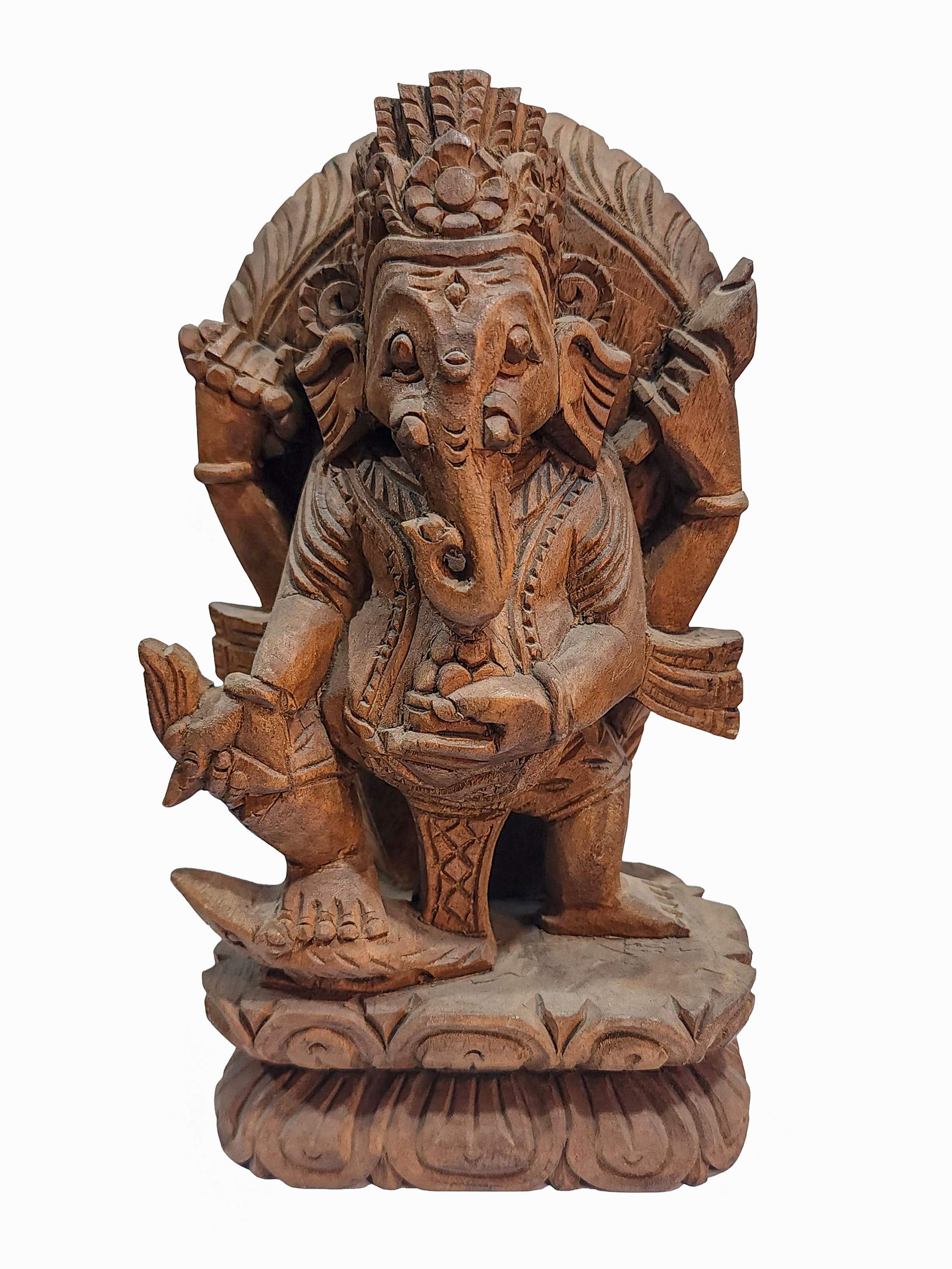 Buddhist Handmade Wooden Statue Of Ganesh, karma Wood