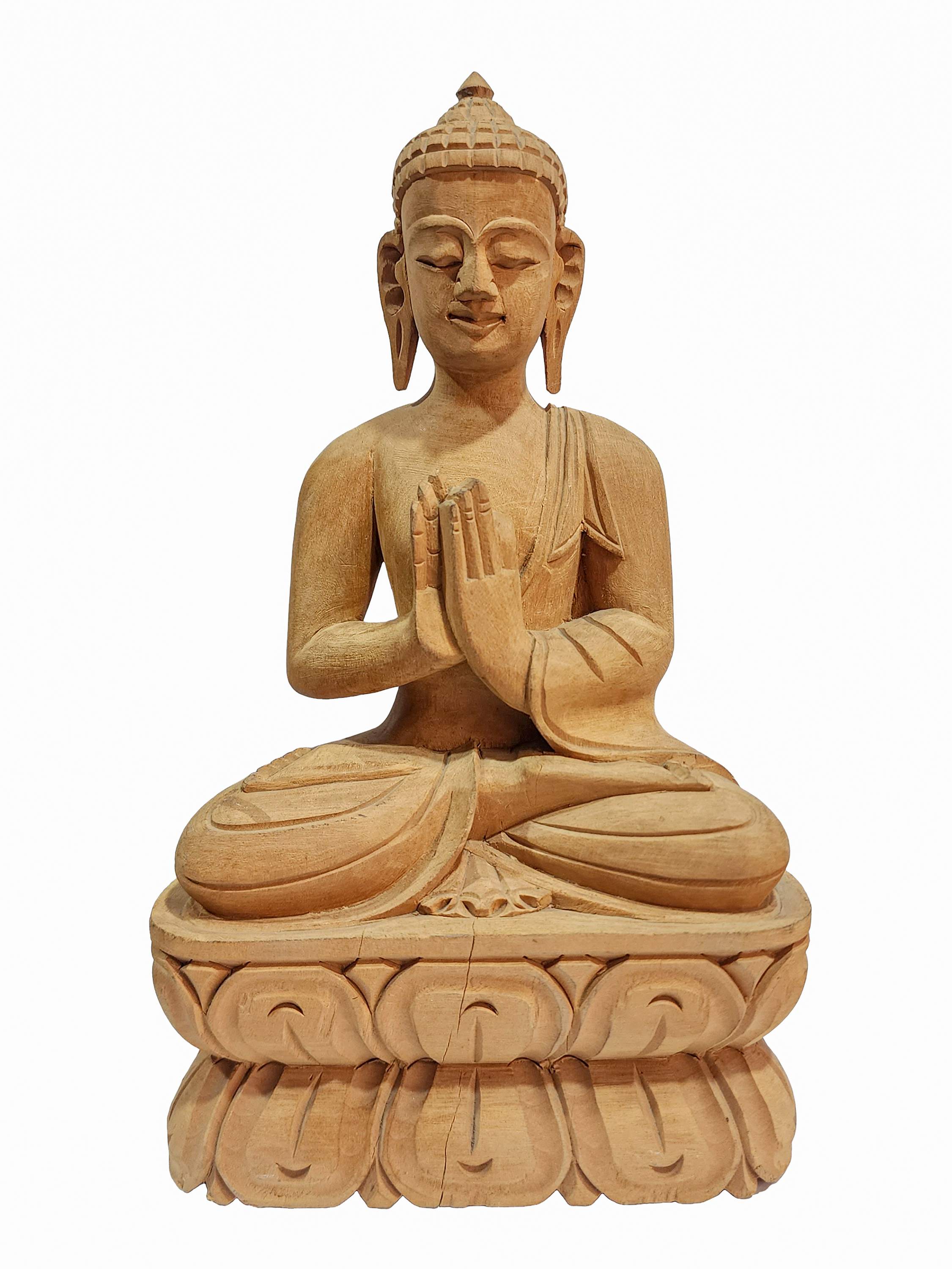 Buddhist Handmade Wooden Statue Of Vairochana Buddha, karma Wood