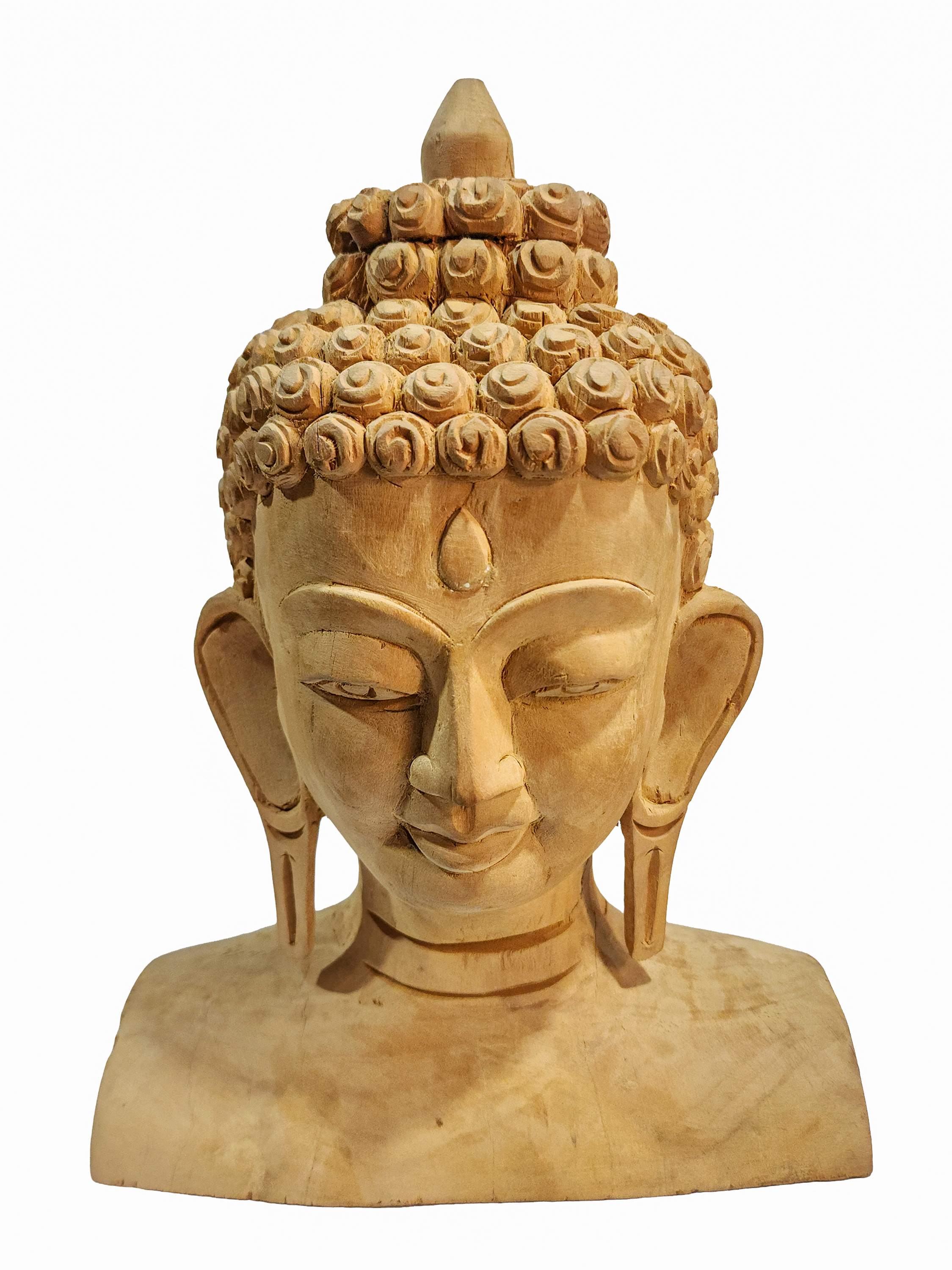 Buddhist Handmade Wooden Statue Of Buddha Head, karma Wood