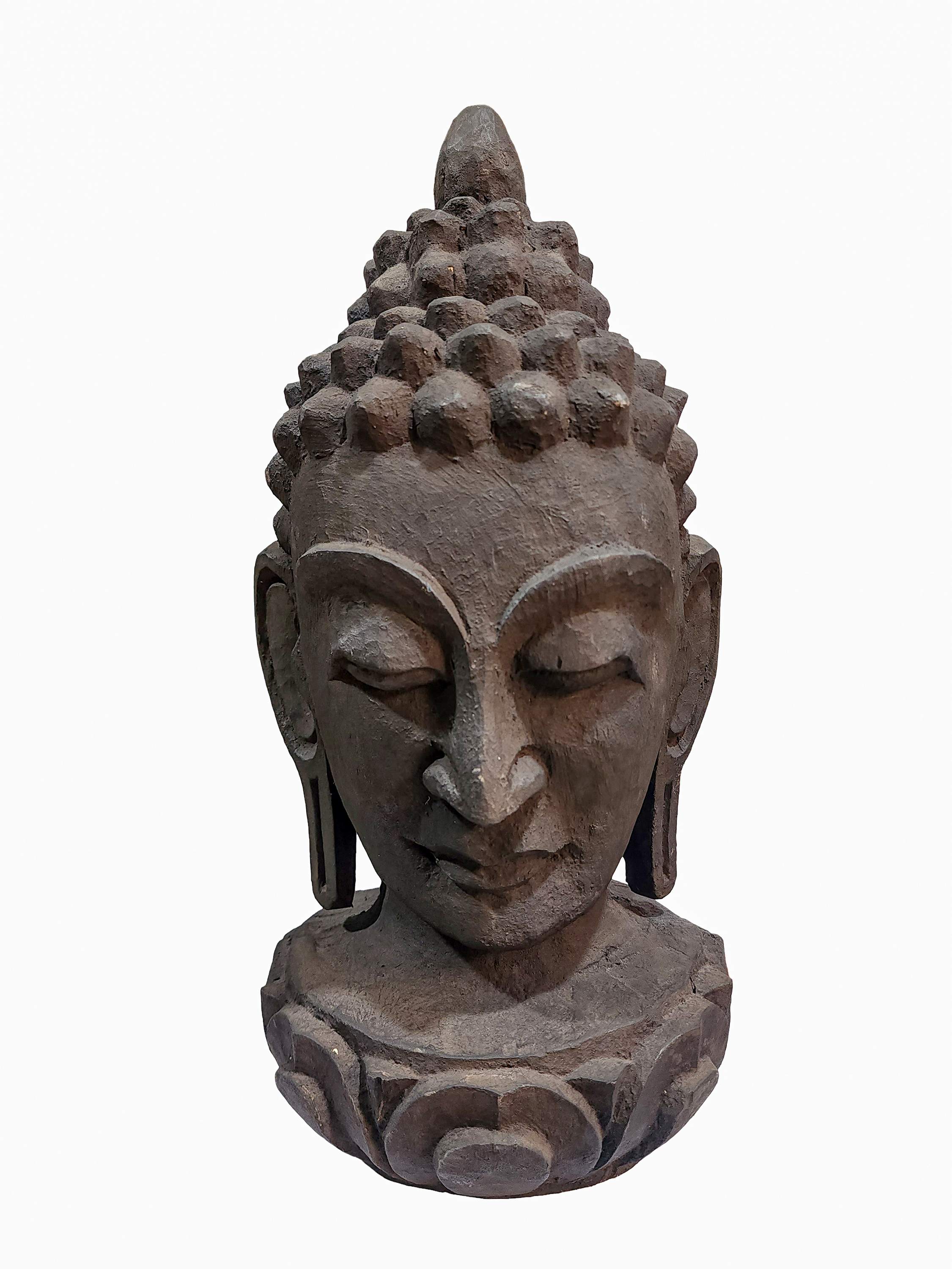 Buddhist Handmade Wooden Statue Of Buddha Head, wooden Mask
