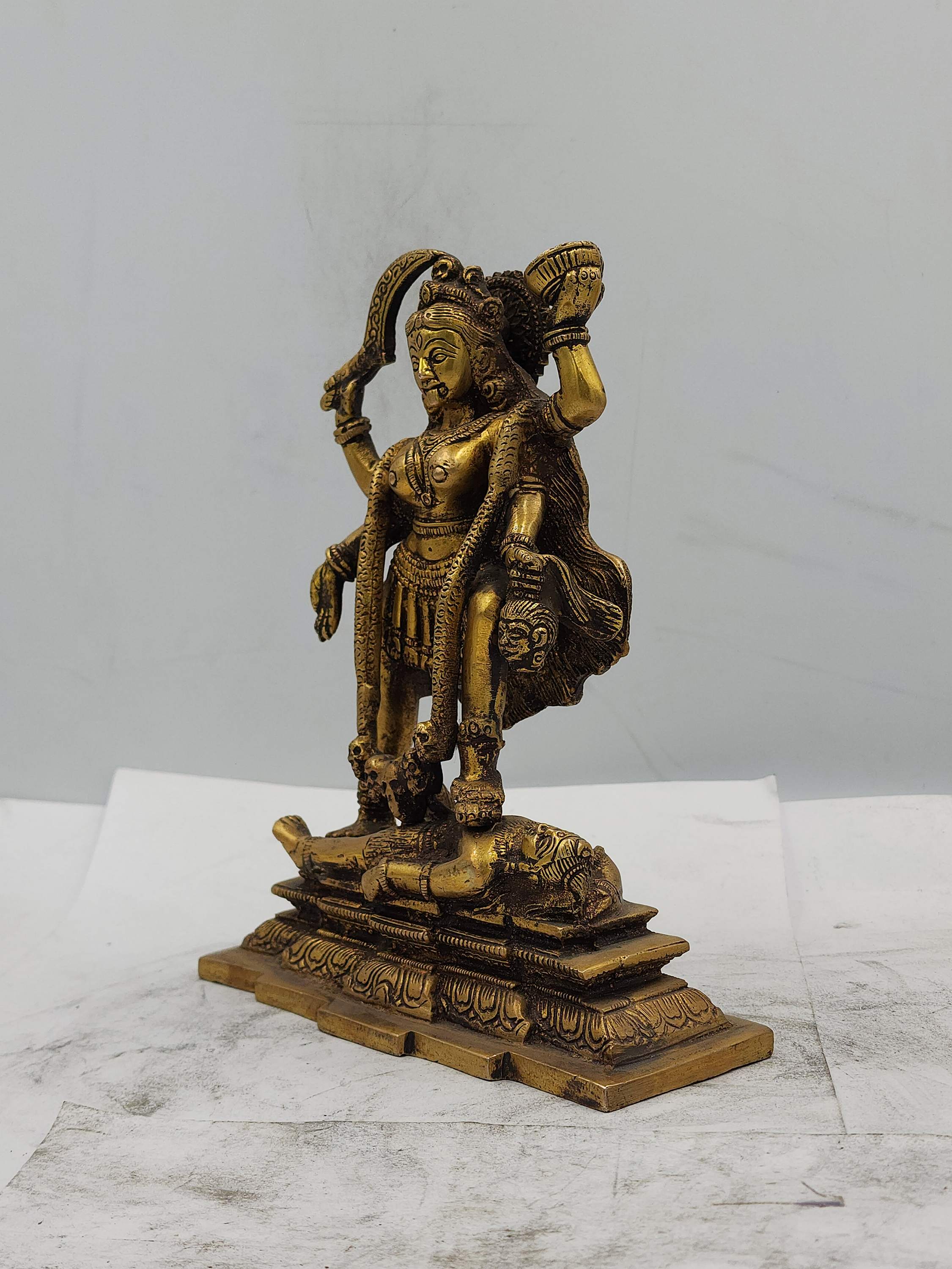 Nepali Statue Of Kali, Sand Casting, Glossy Finishing