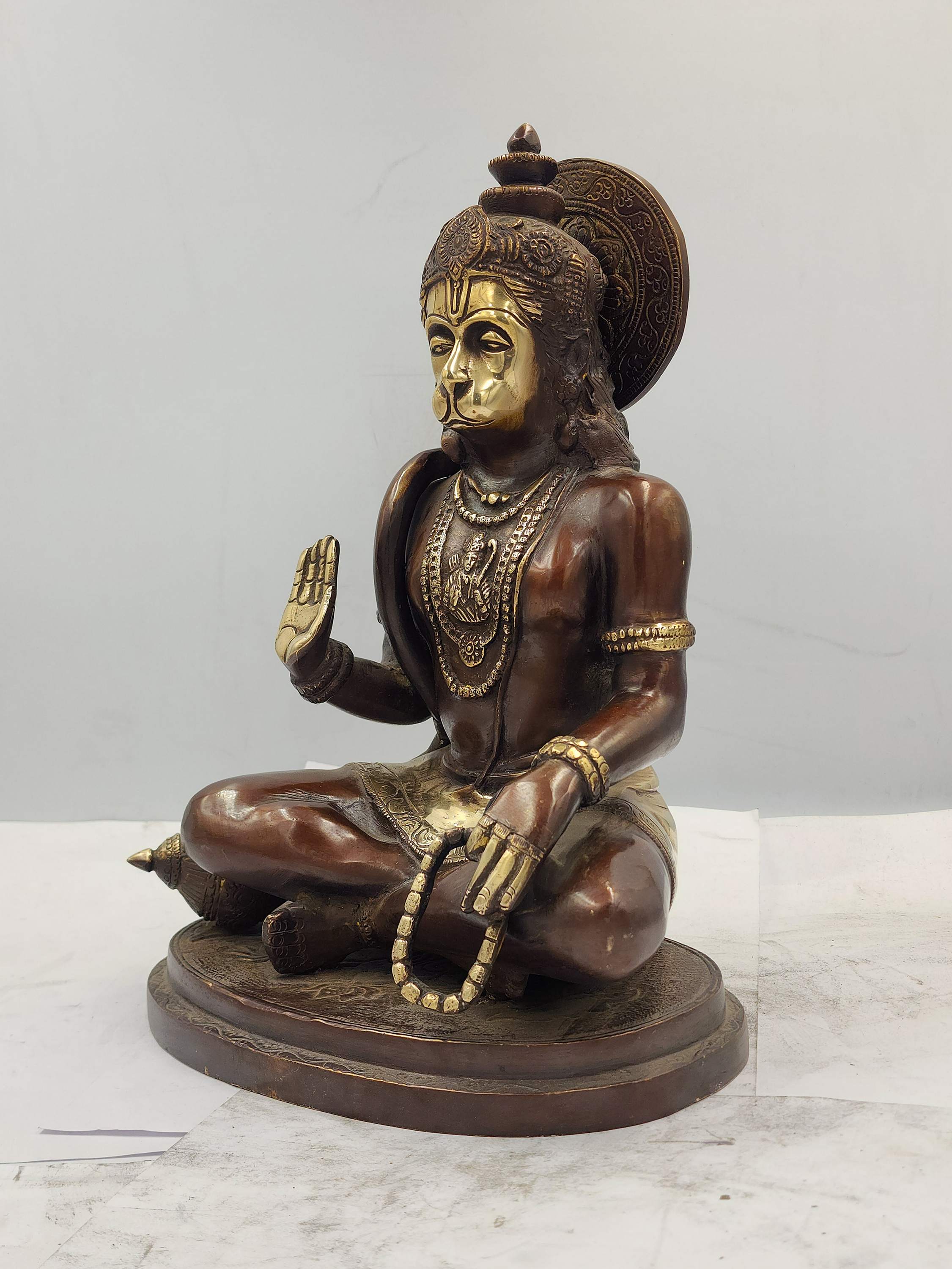 Buddhist Statue Of Hanuman, Sand Casting, chocolate Oxidized