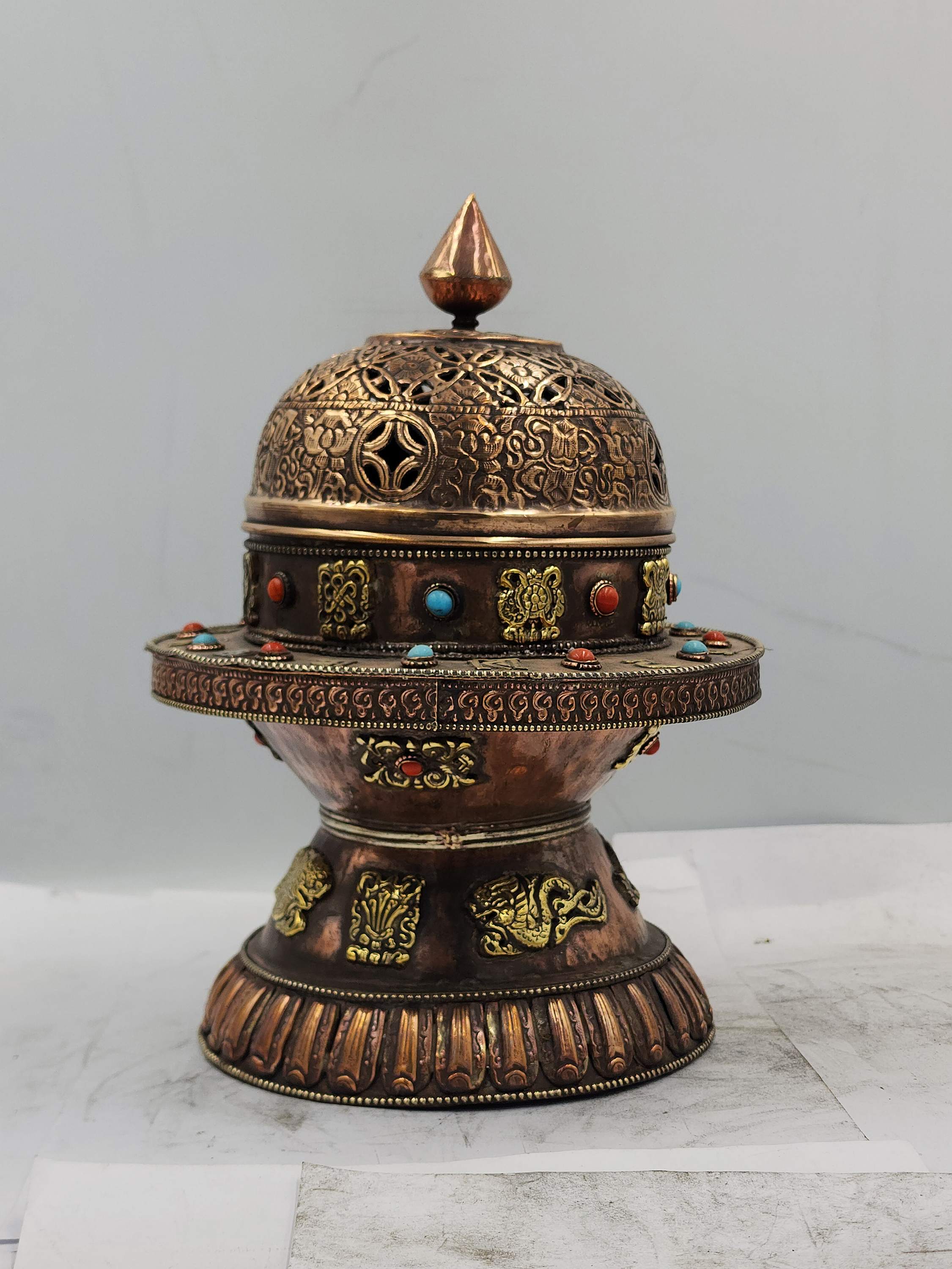 Buddhist Handmade Incense Burner, Sand Casting, <span Style=