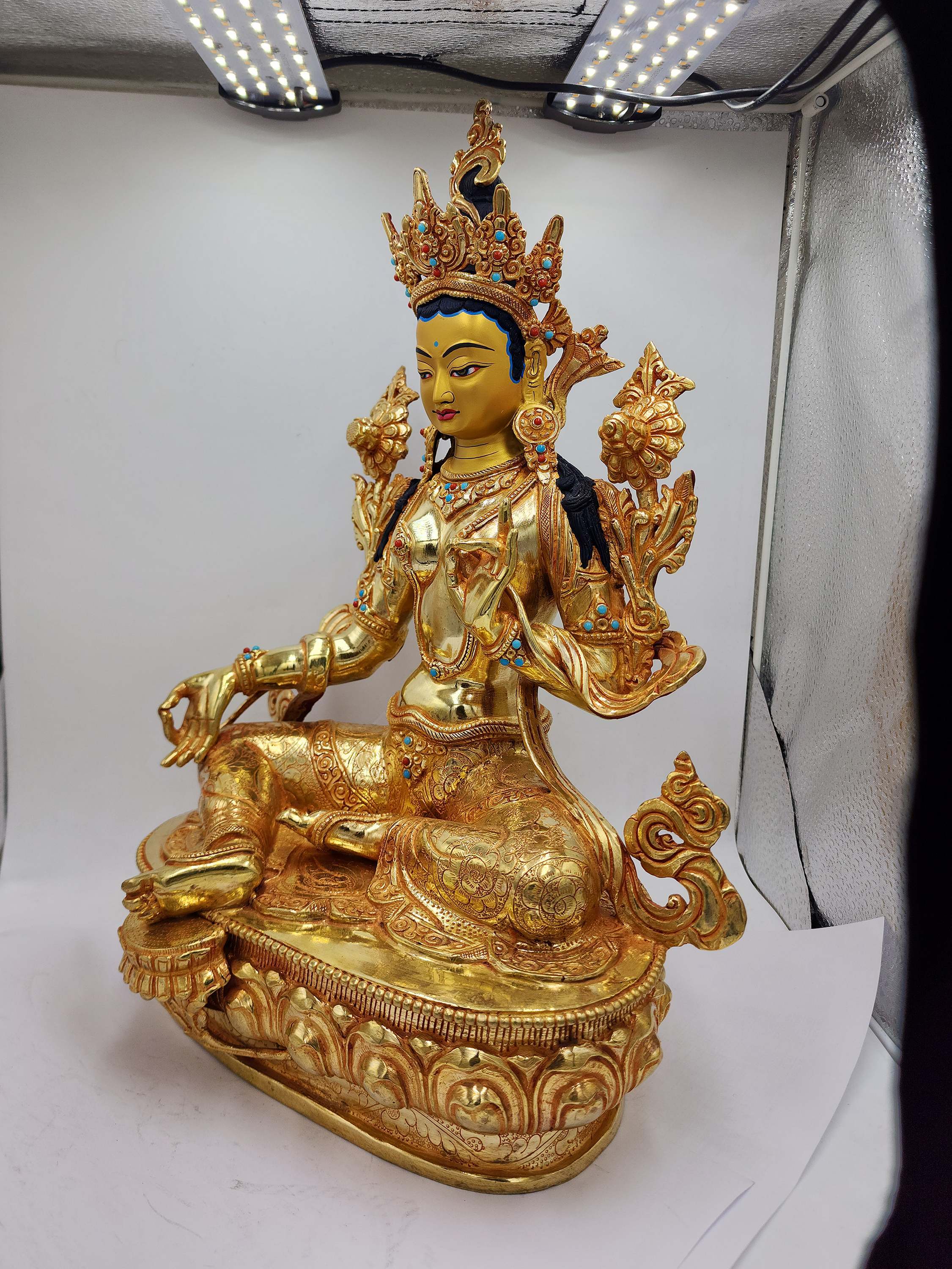 Green Tara, Buddhist Handmade Statue, <span Style=