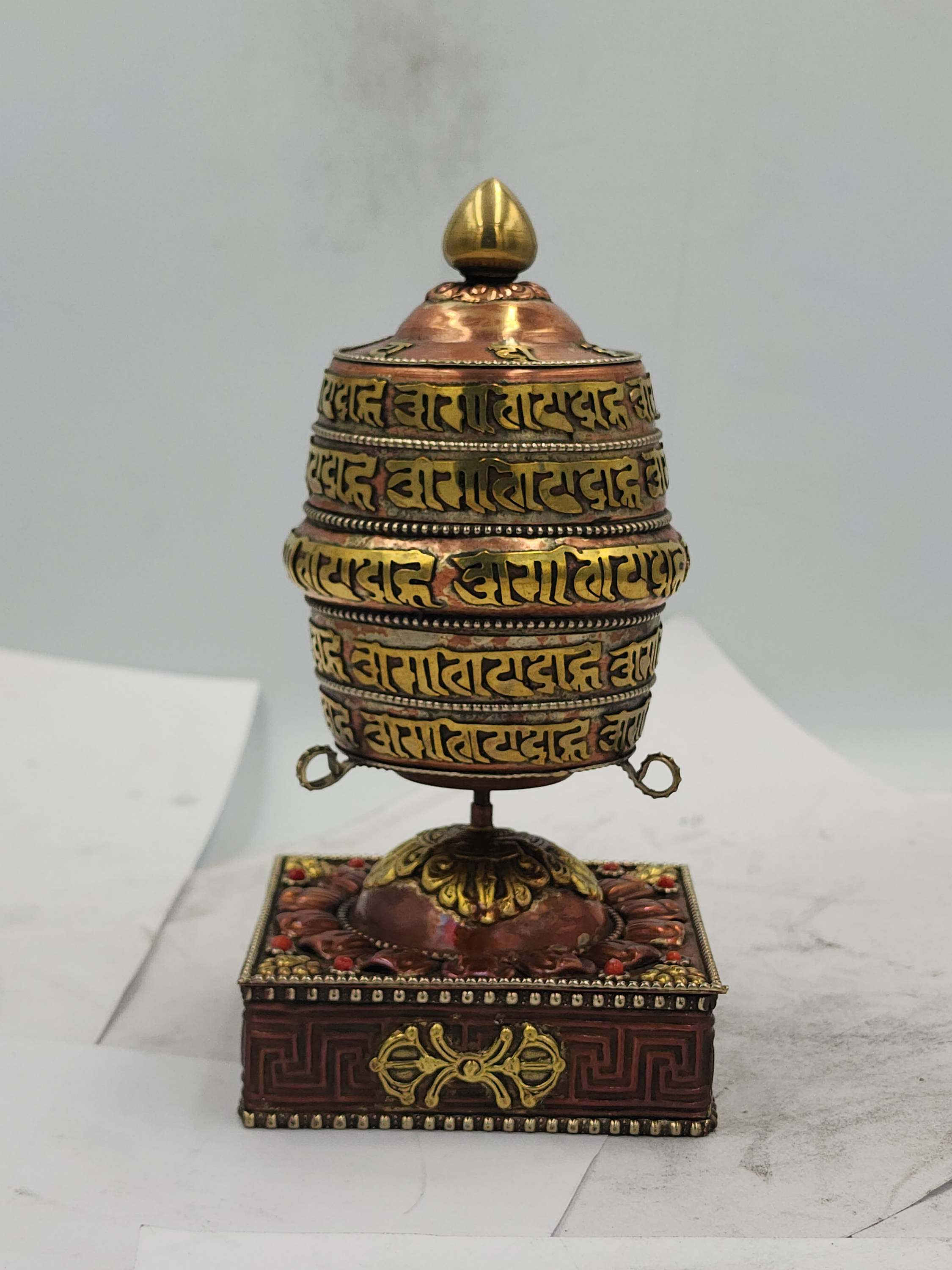 Buddhist Handmade Table Prayer Wheel With Mantra Inside