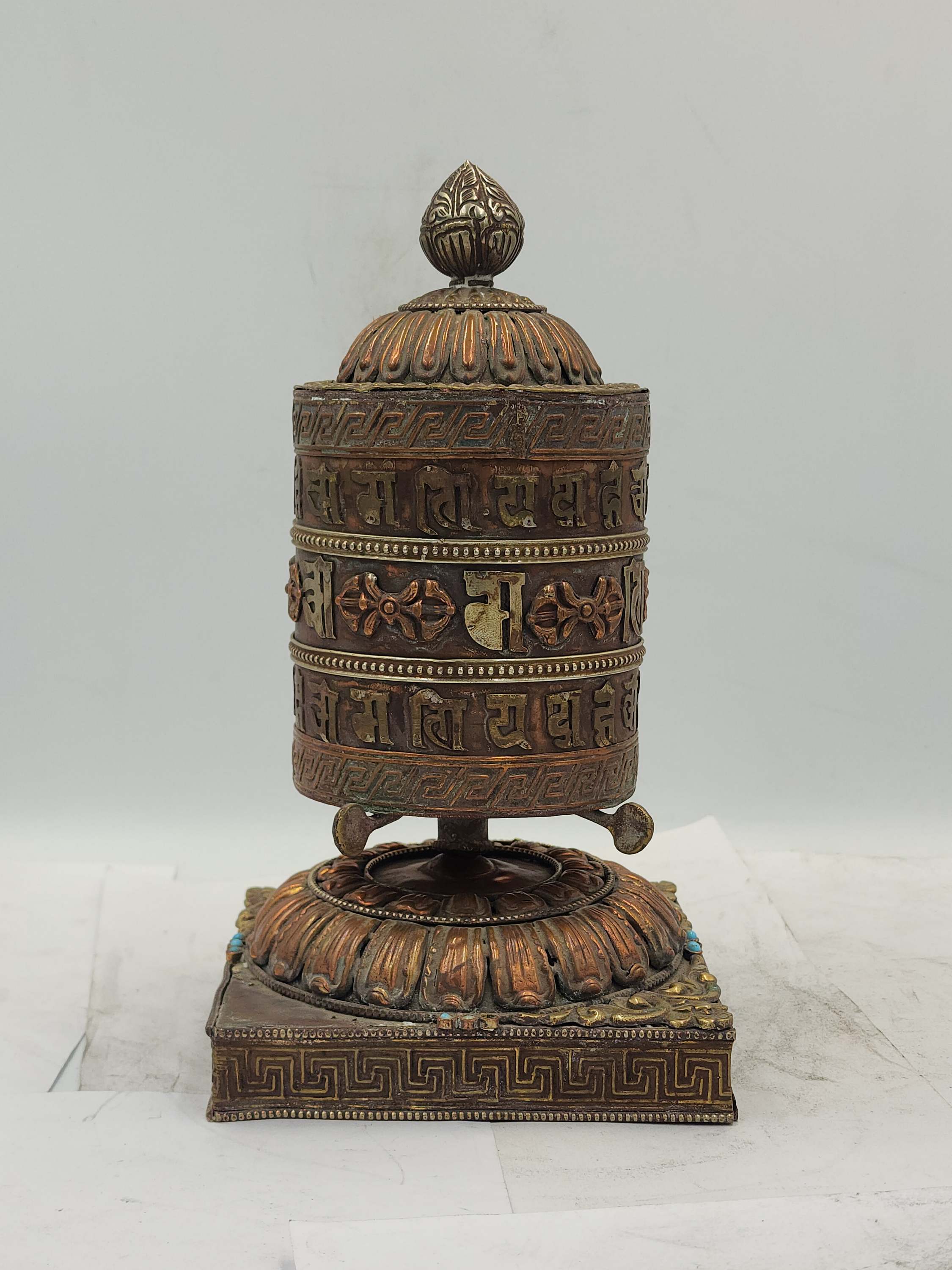 Buddhist Handmade Table Prayer Wheel With Mantra Inside