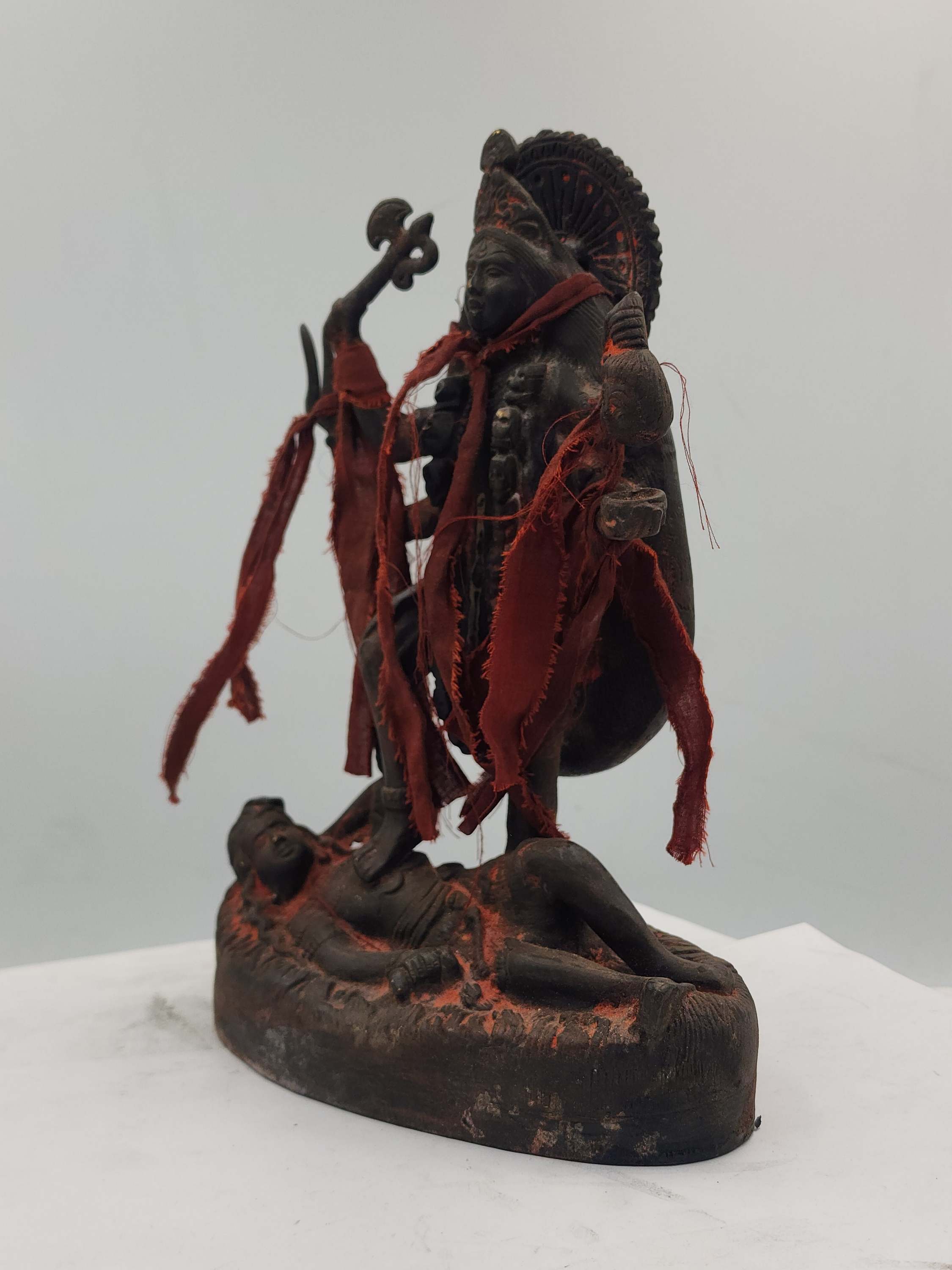 Buddhist Statue Of Kali, sand Casting, black Oxidized, antique Finishing