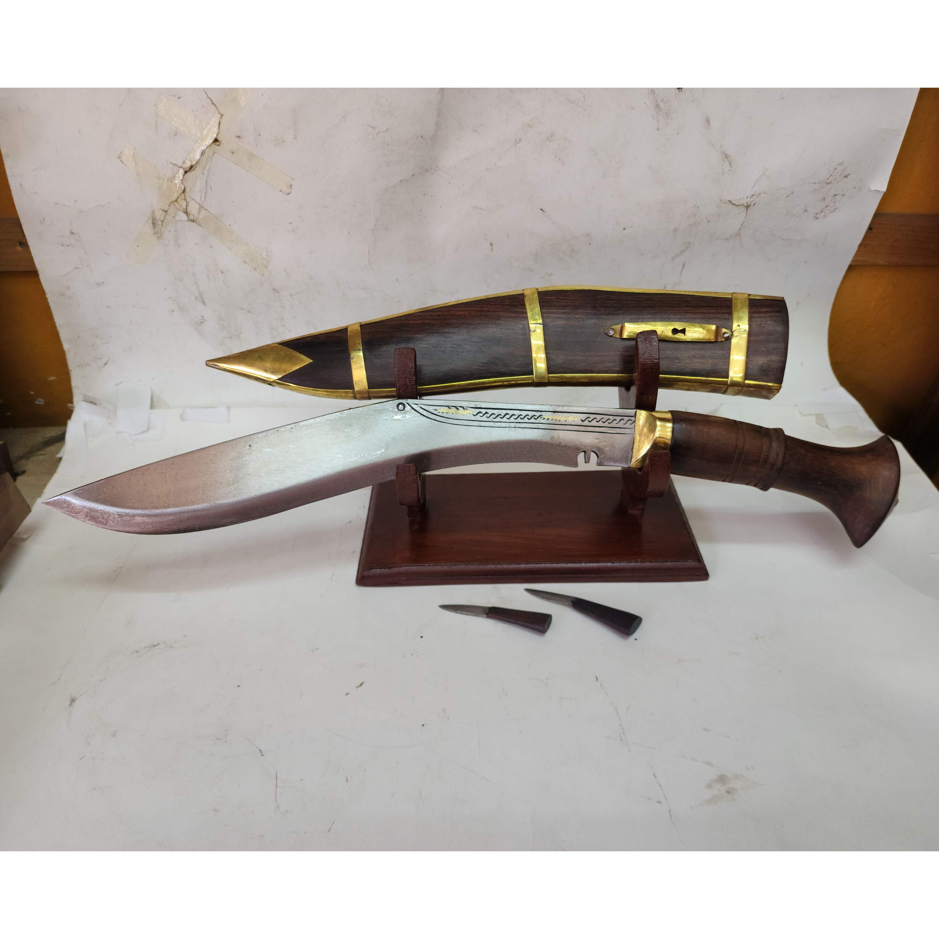 12 Inch, dhankute Khukuri, Gurkha Knife - With Leather Cover And Stand, Nepali Machete