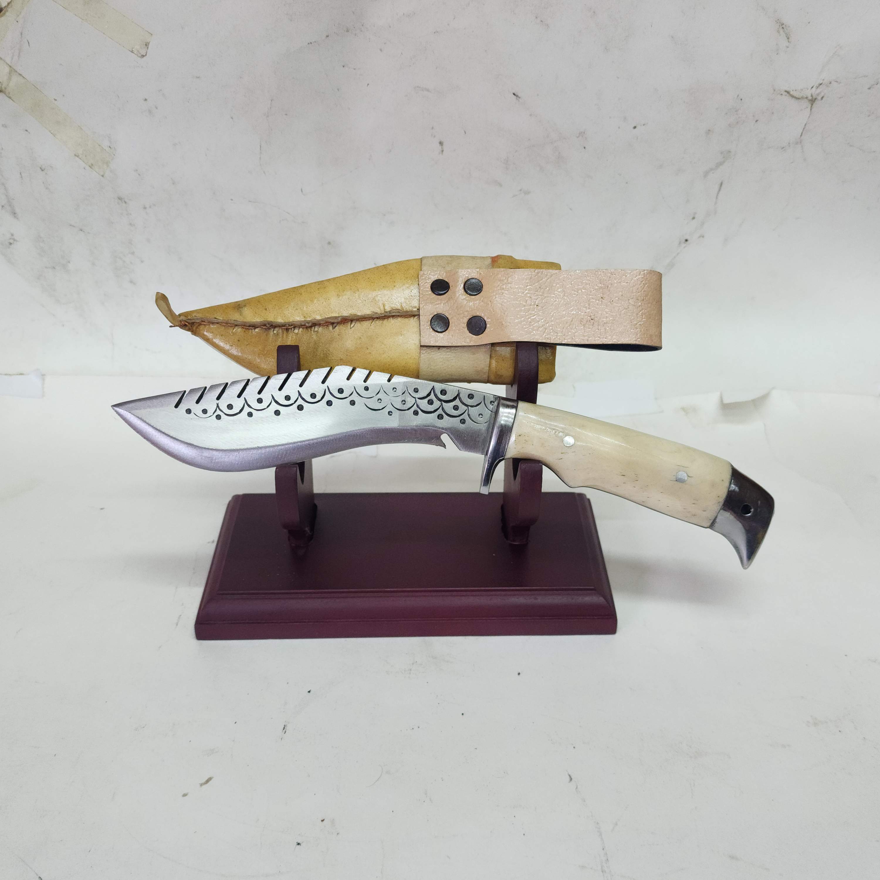 5 Inch, khukuri, Gurkha Knife - eagle Dragon Design With Bone Handle, Nepali Machete With Leather Cover And Stand