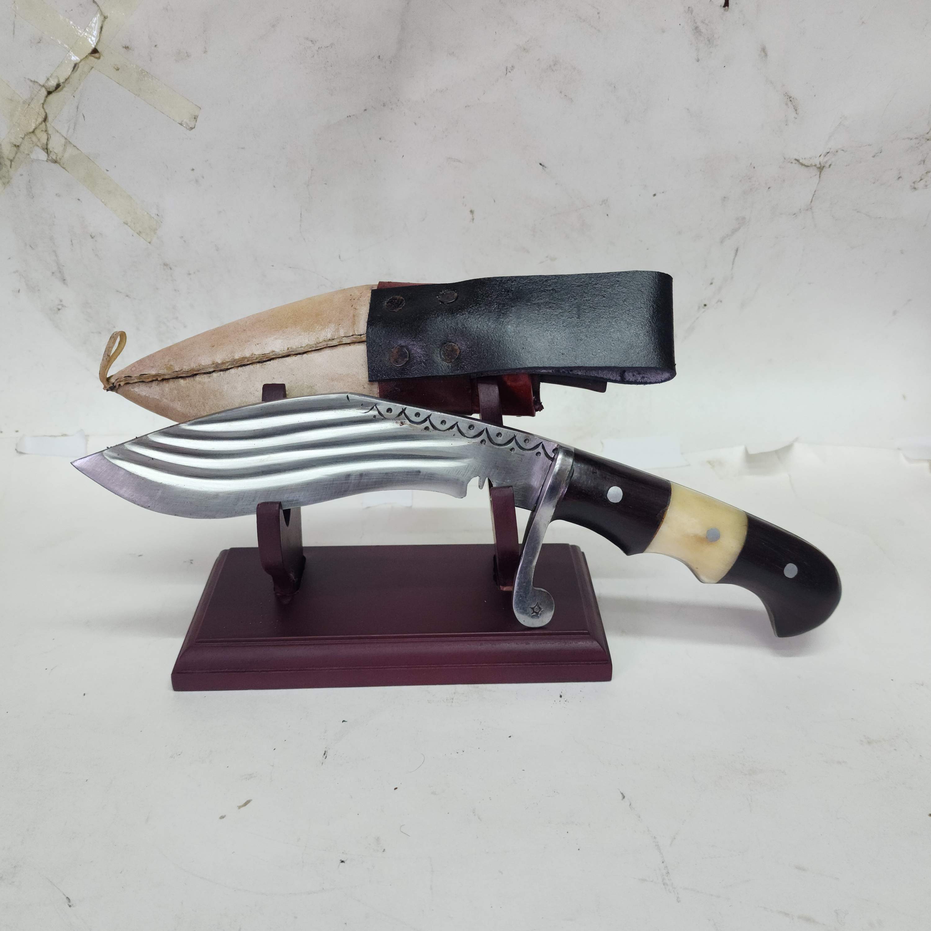 6 Inch, khukuri, Gurkha Knife - wood And Bone Handle, Nepali Machete With Leather Cover And Stand