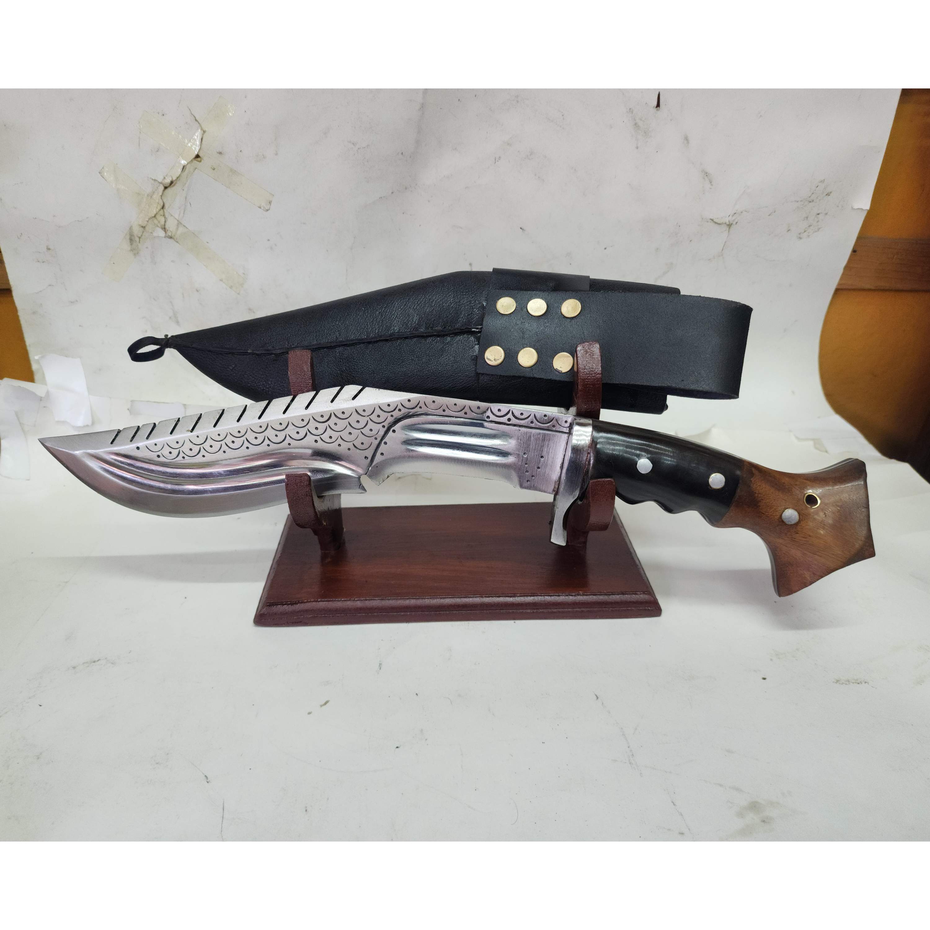 10 Inch, khukuri, Gurkha Knife With Leather Cover And Stand, Nepali Machete, double Dragon Design