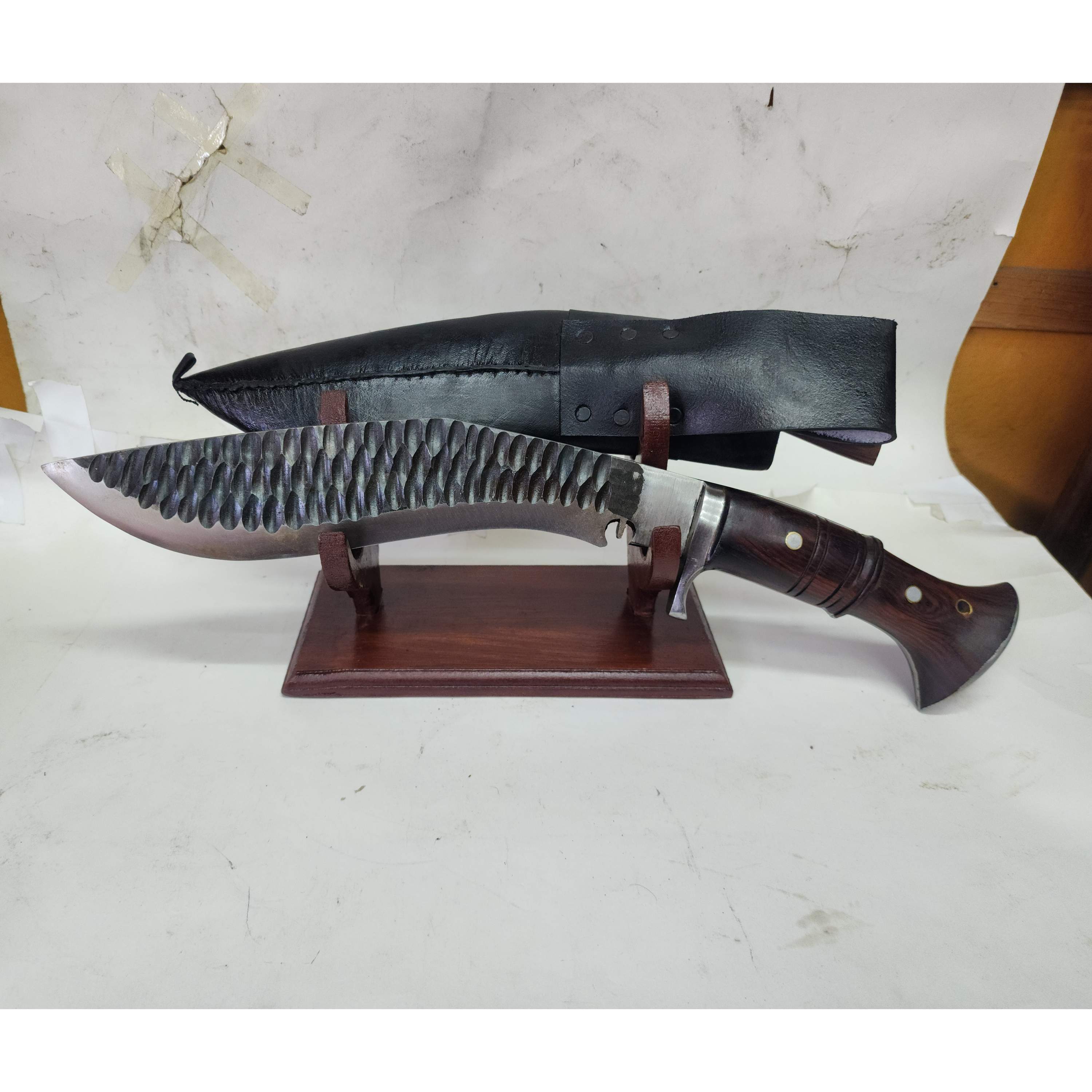 10 Inch, khukuri, Gurkha Knife With Leather Cover And Stand, Nepali Machete
