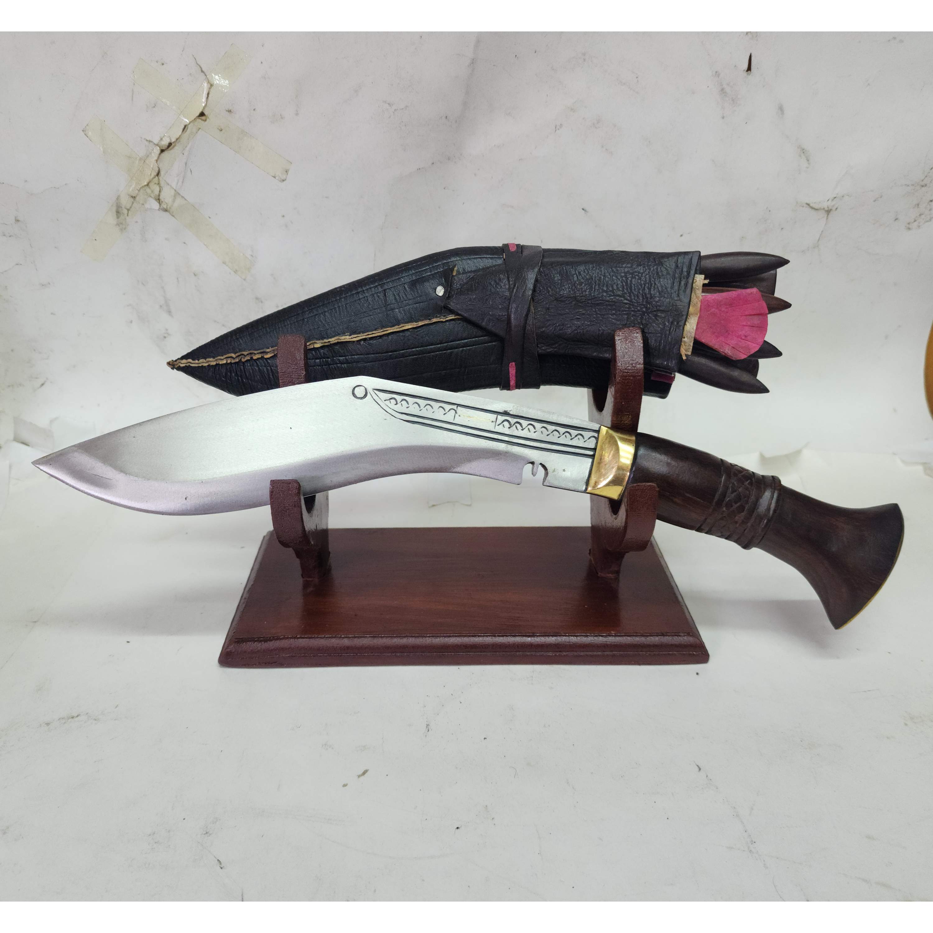 8 Inch, ganjawal Khukuri, Gurkha Knife With Leather Cover And Stand, Nepali Machete