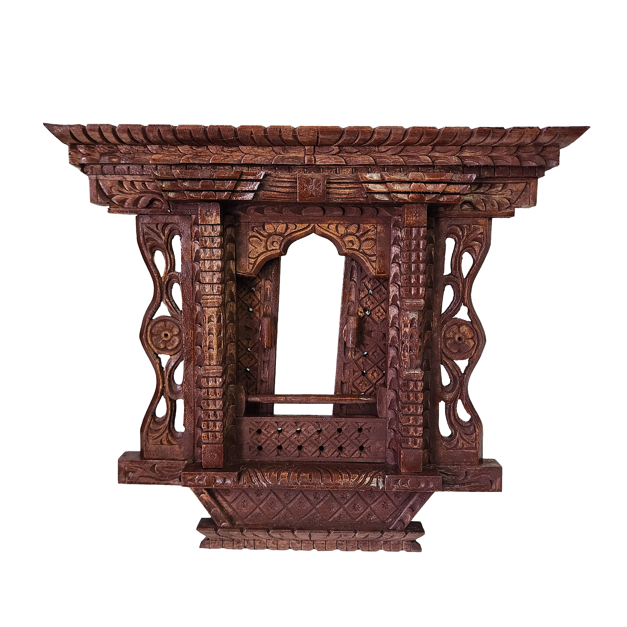 Traditional Newari Wooden hand Carved Windows, Natural Wood
