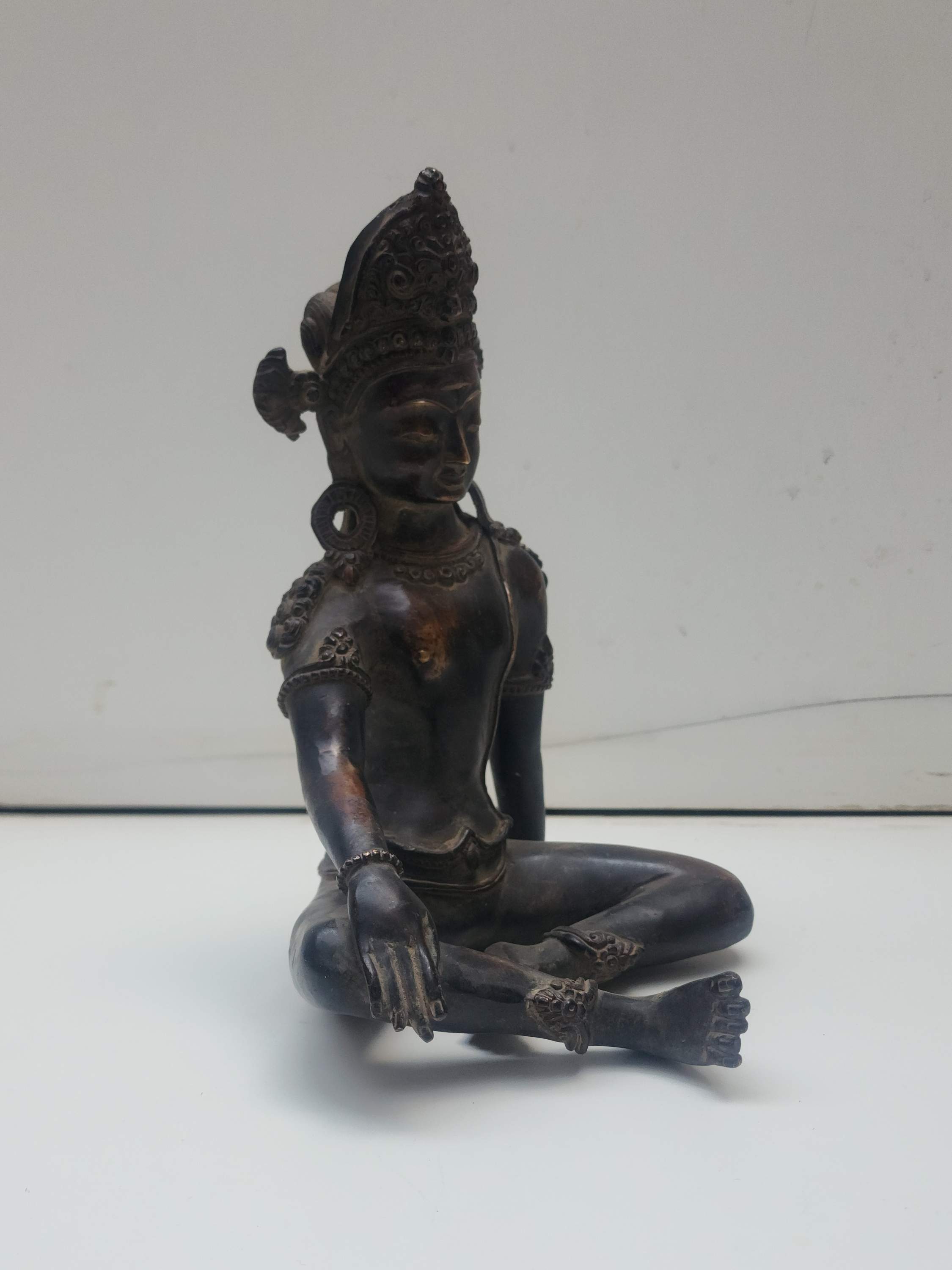 Nepali Handmade Statue Of Indra, antique Finishing, black Oxidized