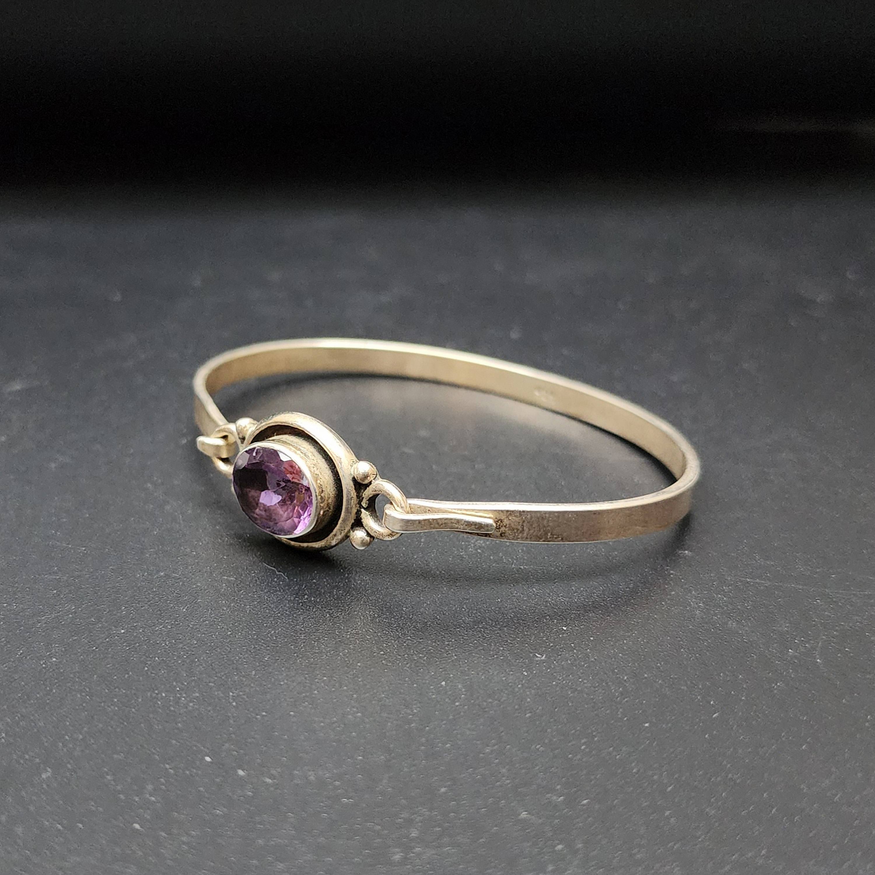 Designer Silver Jewellery bangle Or Bracelet With amethyst Stone