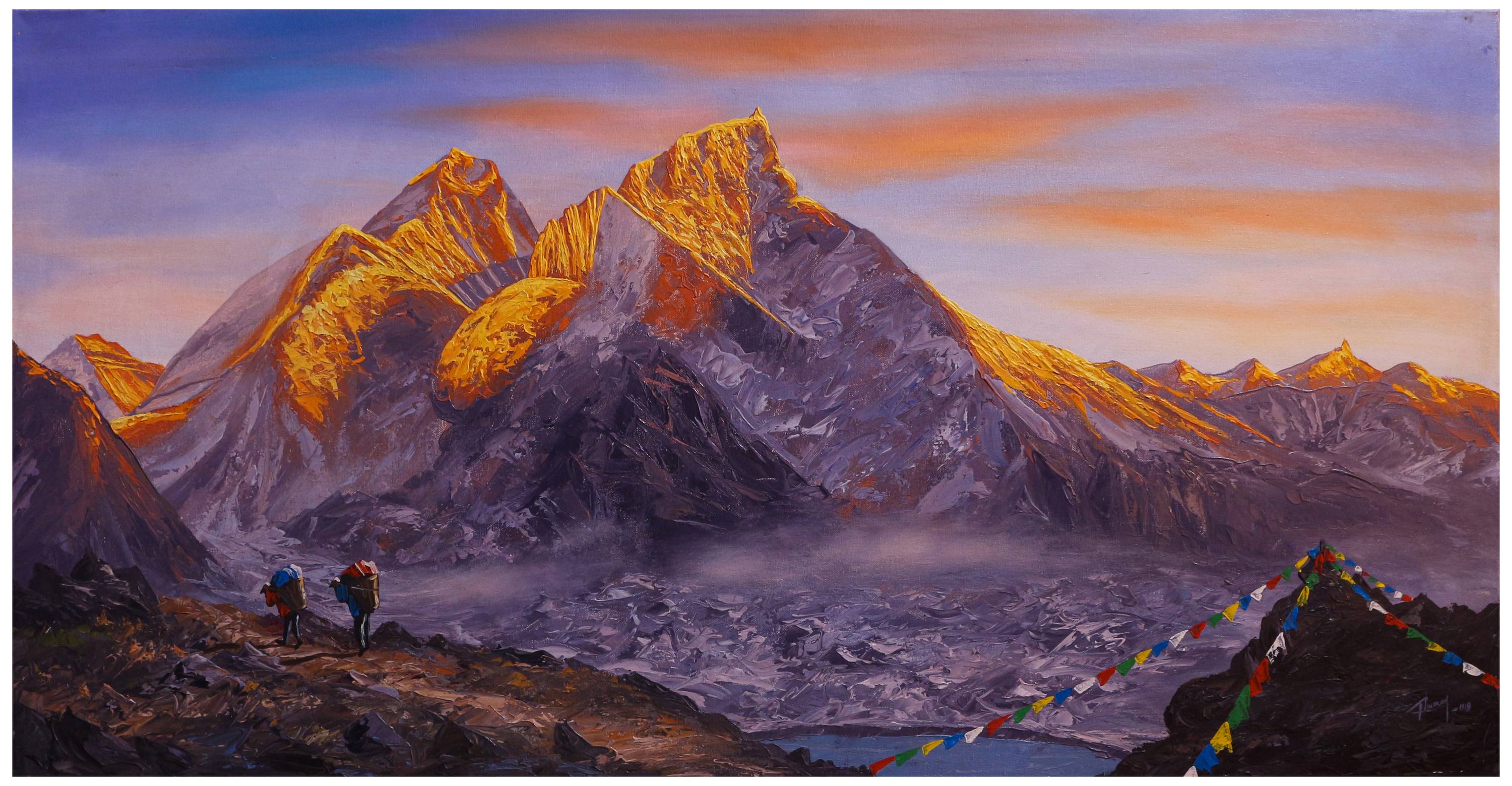 Beautiful Hand Painted Mountain <span Style=