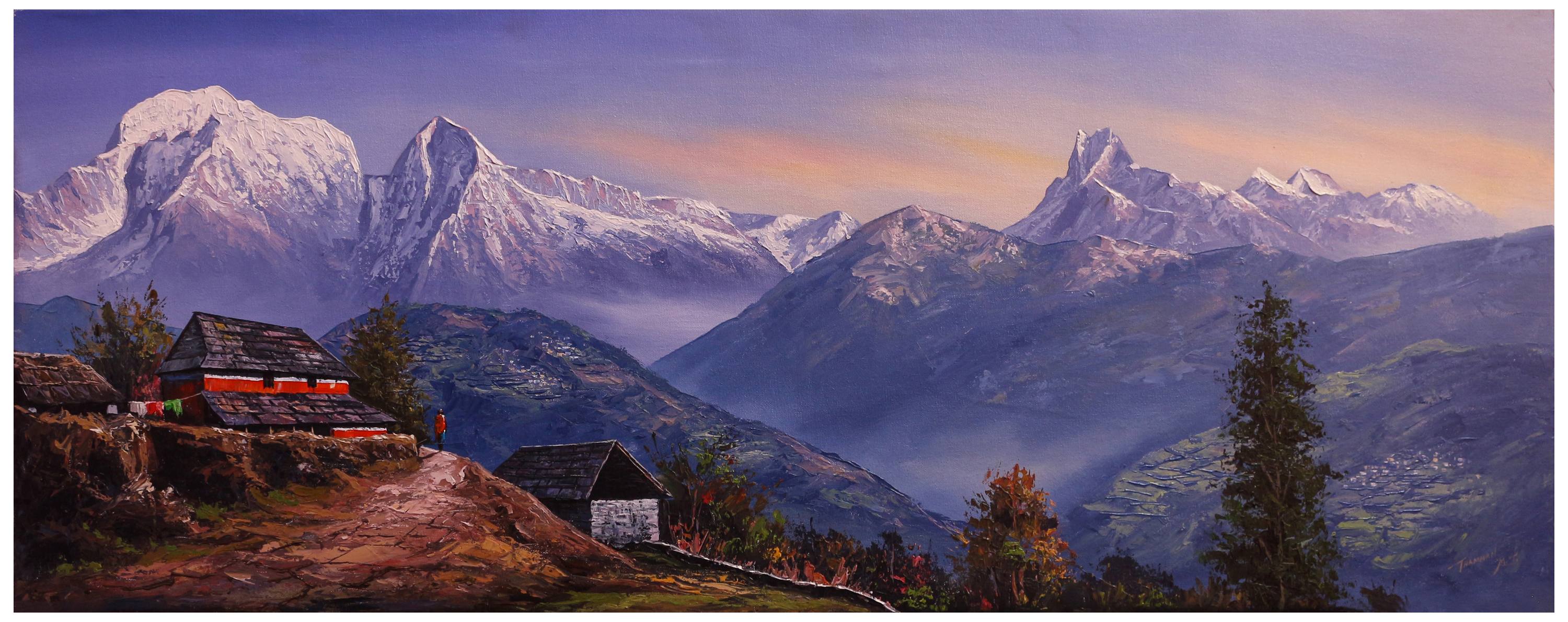 Beautiful Hand Painted Mountain <span Style=