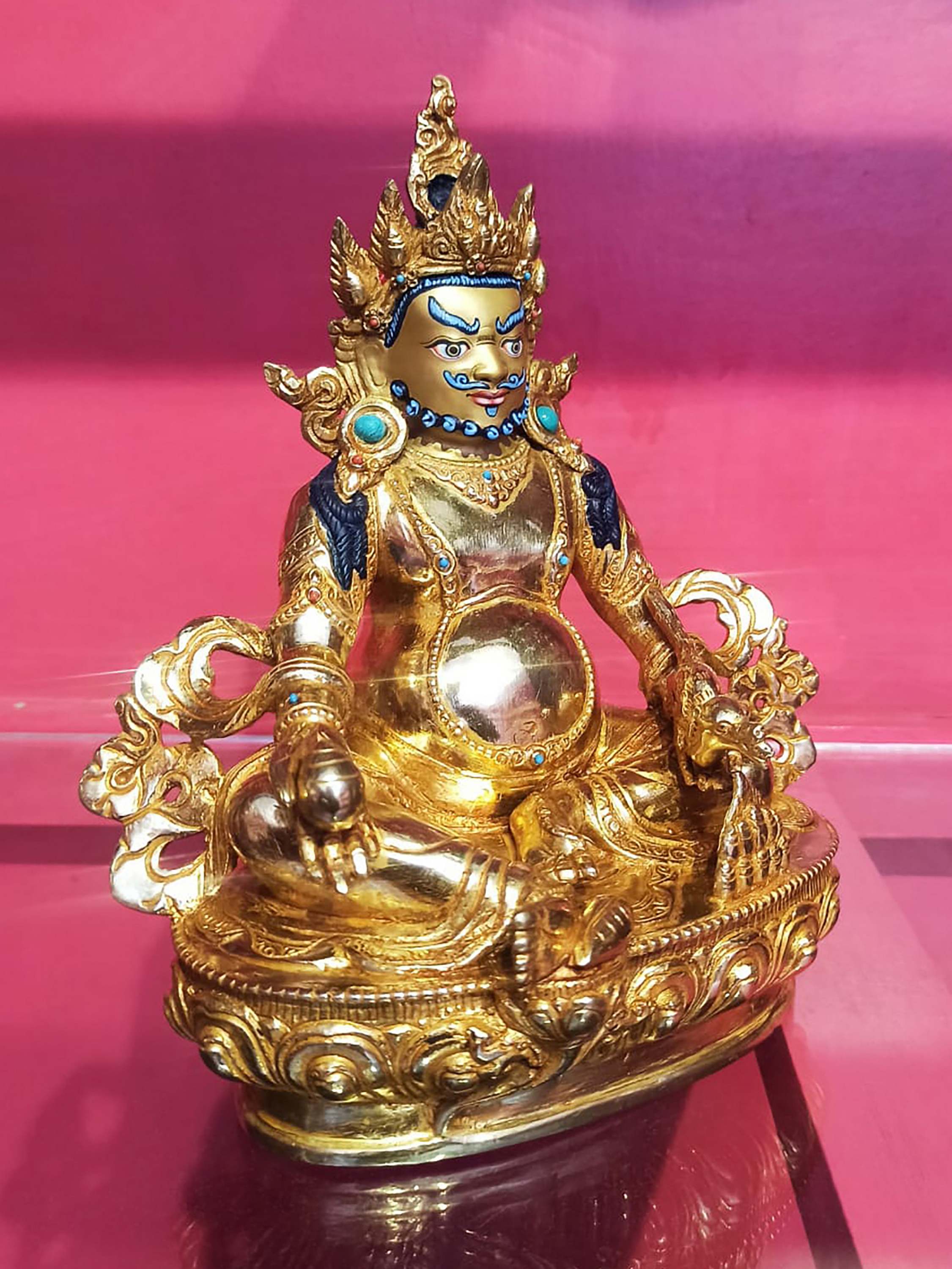 Yellow Jambhala Statue, Buddhist Handmade Statue, <span Style=