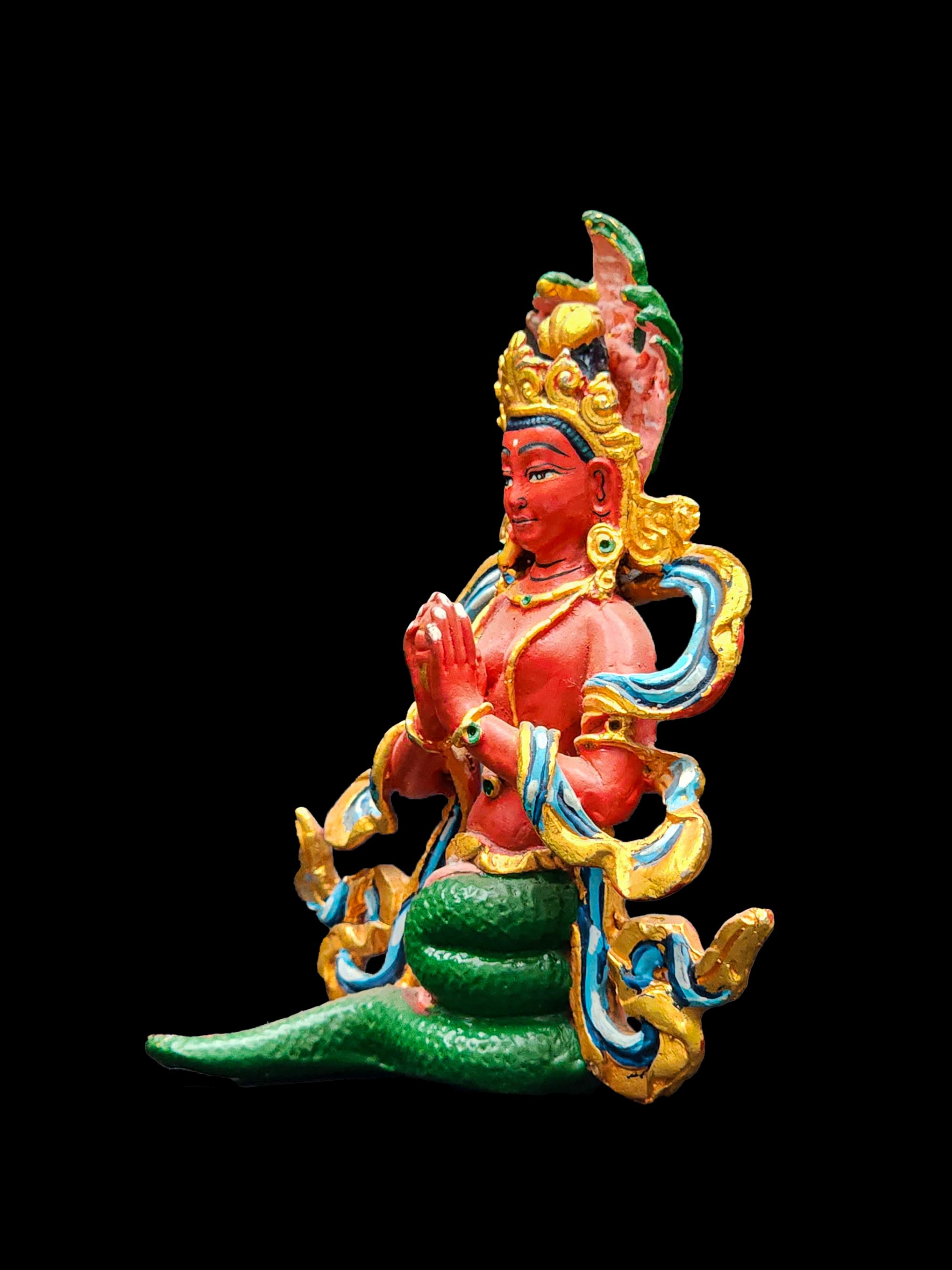 Buddhist Miniature Statue Of Naga Kanya, high Quality, traditional Color Finishing