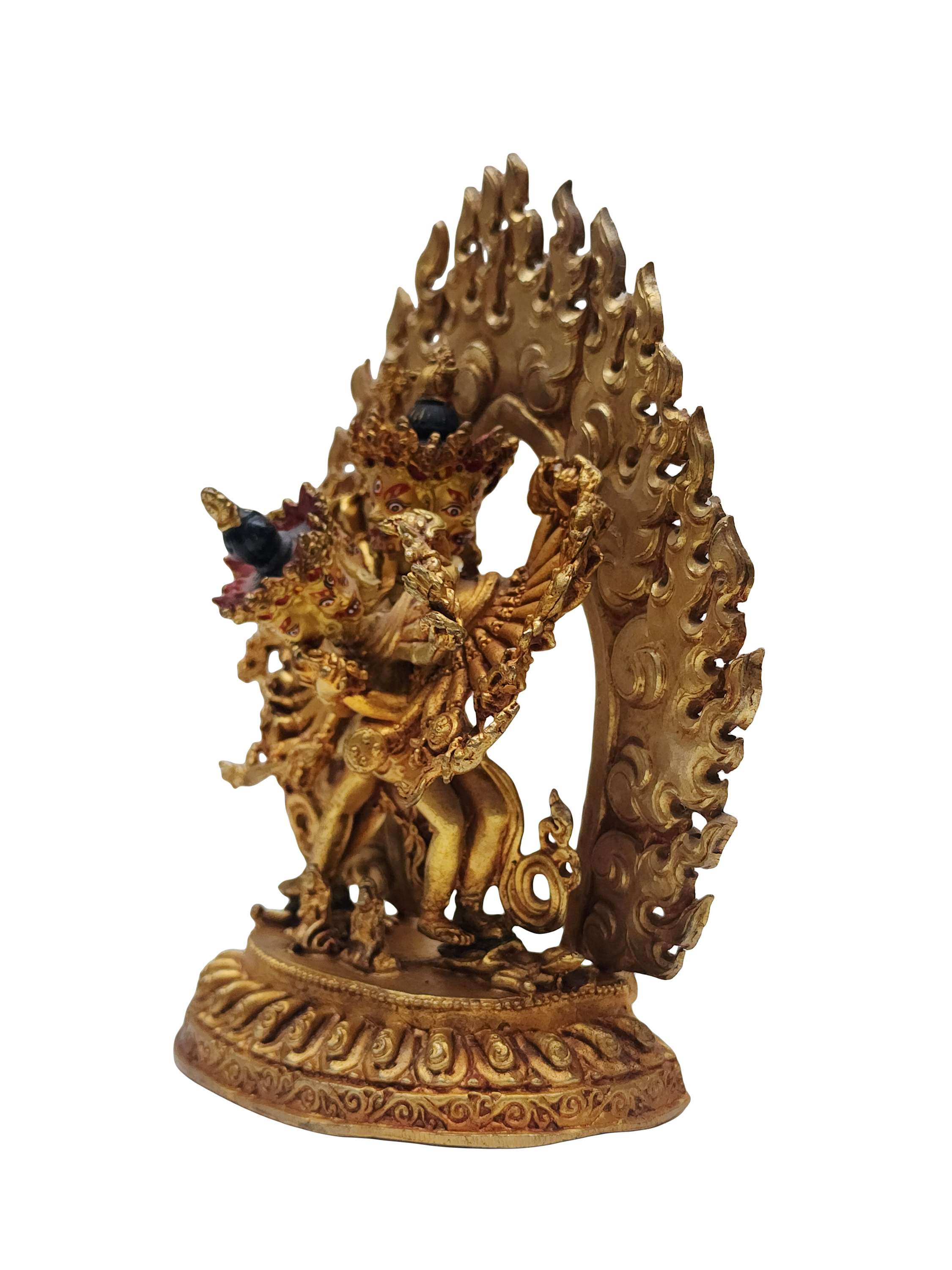 best Price,buddhist Handmade Statue Of Kalachakra, face Painted, Gold Plated, last Piece