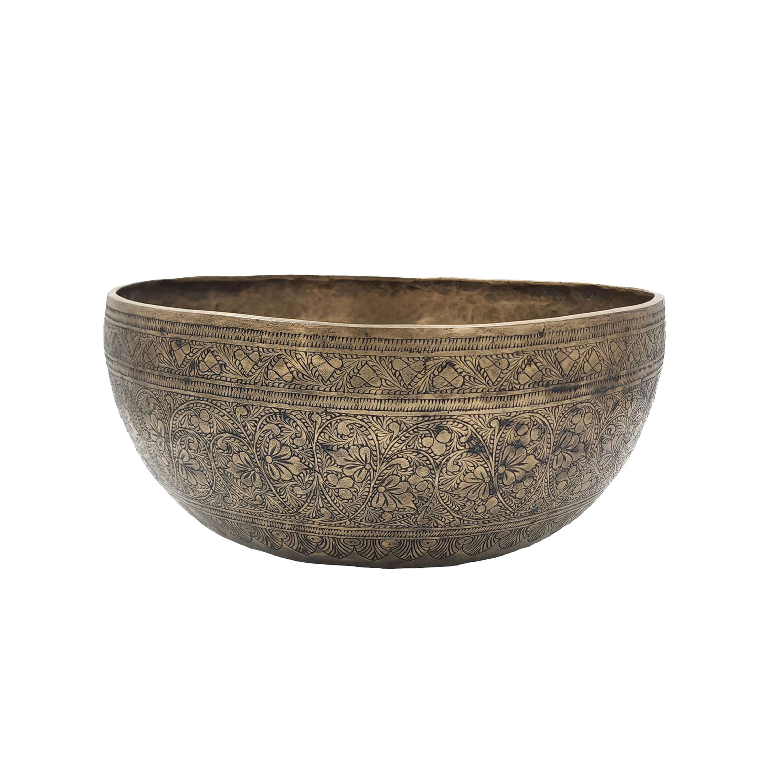 rare Find, Buddhist Real Antique Hand Beaten bangladeshi Jambati Singing Bowl, Carved Design, Beautiful Sound Quality, antique