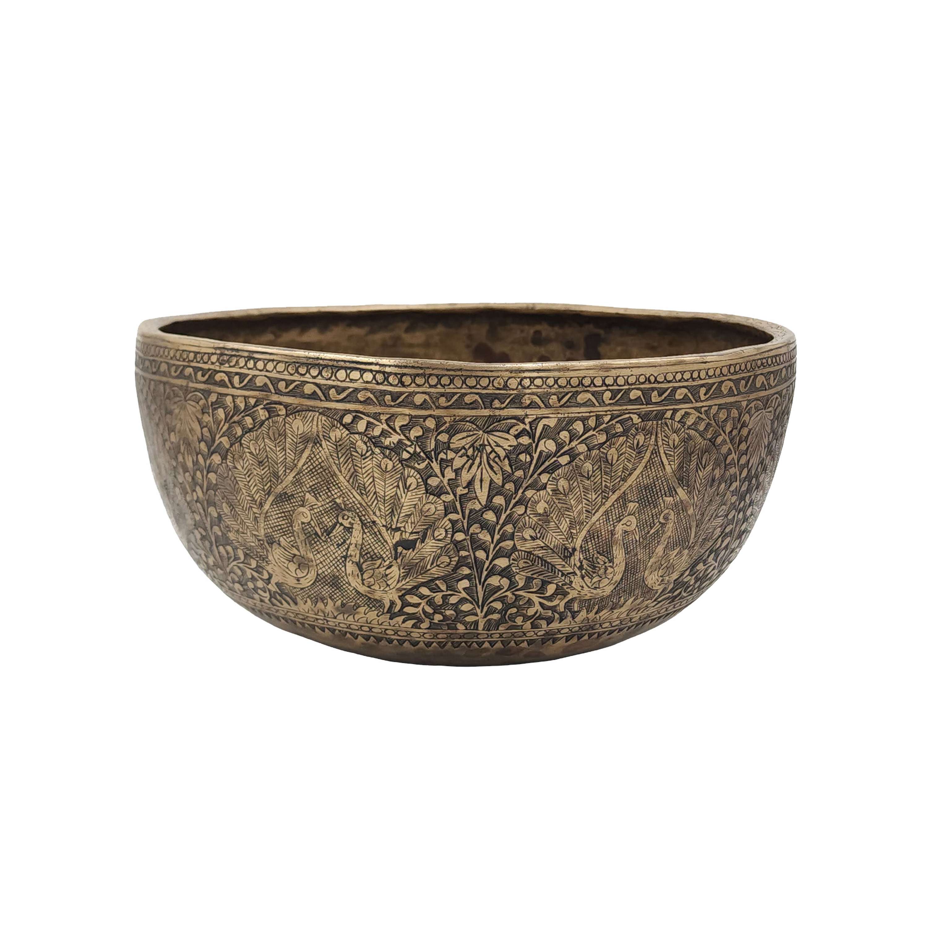 rare Find, Buddhist Real Antique Hand Beaten bangladeshi Jambati Singing Bowl, Carved Design, Beautiful Sound Quality, antique