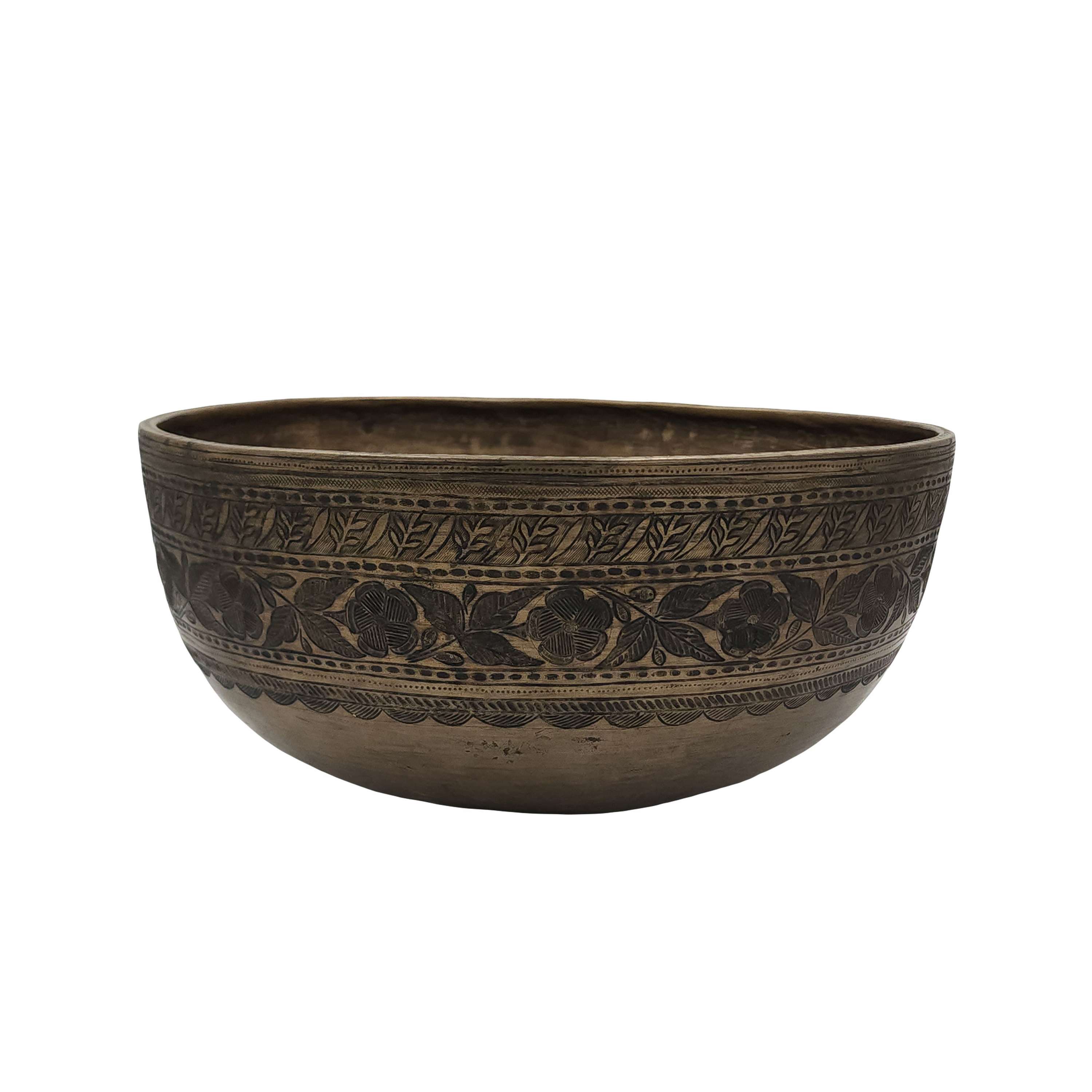 rare Find, Buddhist Real Antique Hand Beaten bangladeshi Jambati Singing Bowl, Carved Design, Beautiful Sound Quality, antique