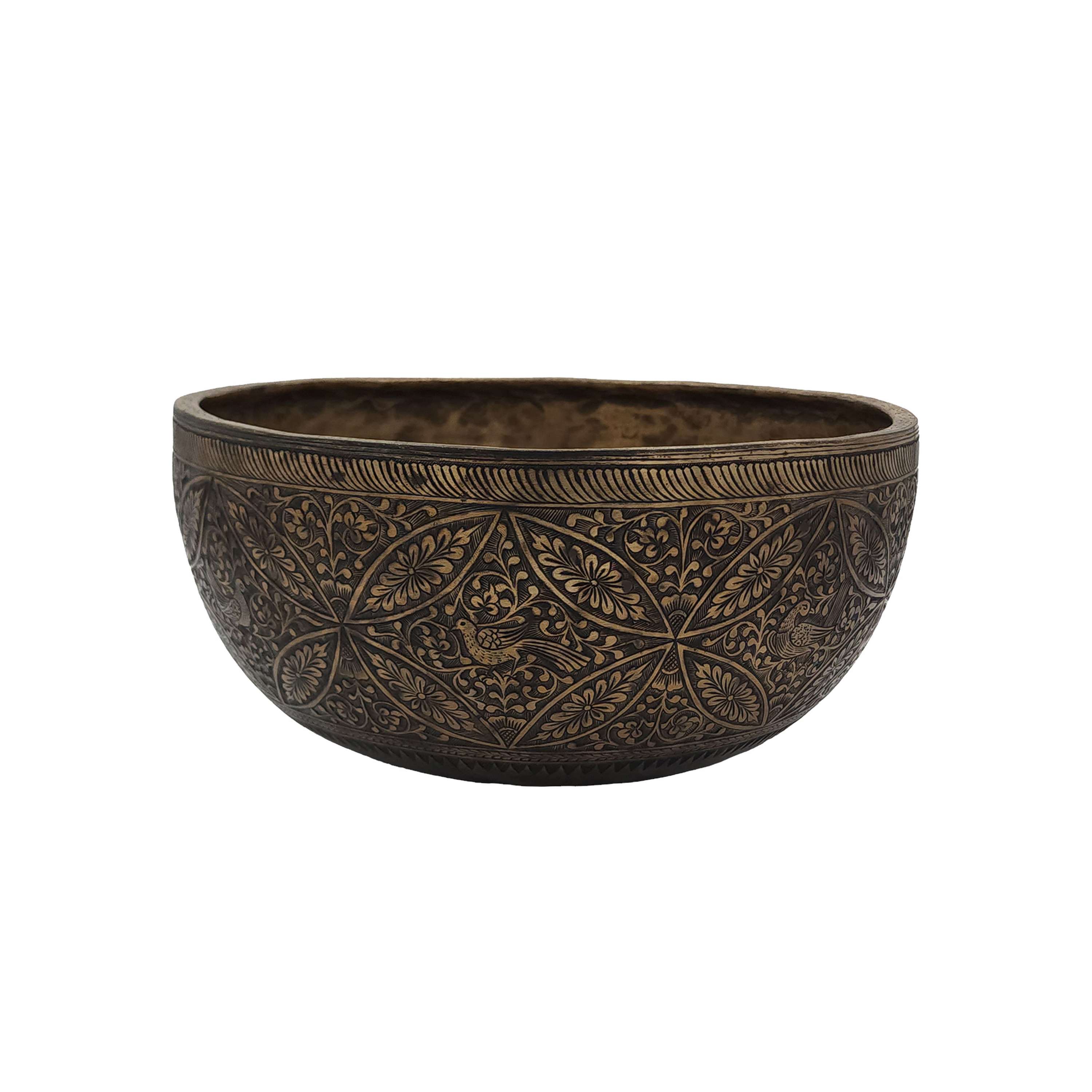 rare Find, Buddhist Real Antique Hand Beaten bangladeshi Jambati Singing Bowl, Carved Design, Beautiful Sound Quality, antique