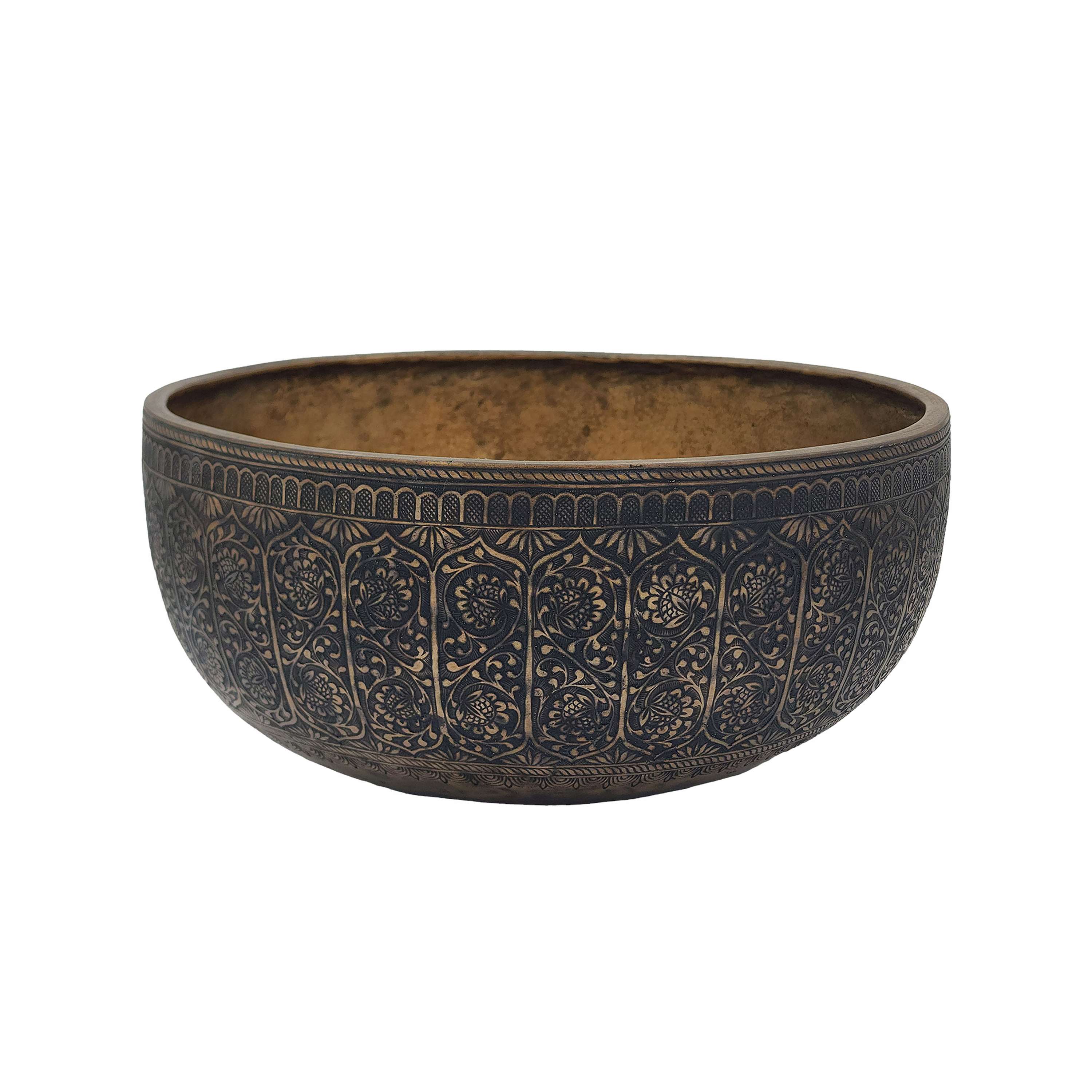 rare Find, Buddhist Real Antique Hand Beaten bangladeshi Jambati Singing Bowl, Carved Design, Beautiful Sound Quality, antique