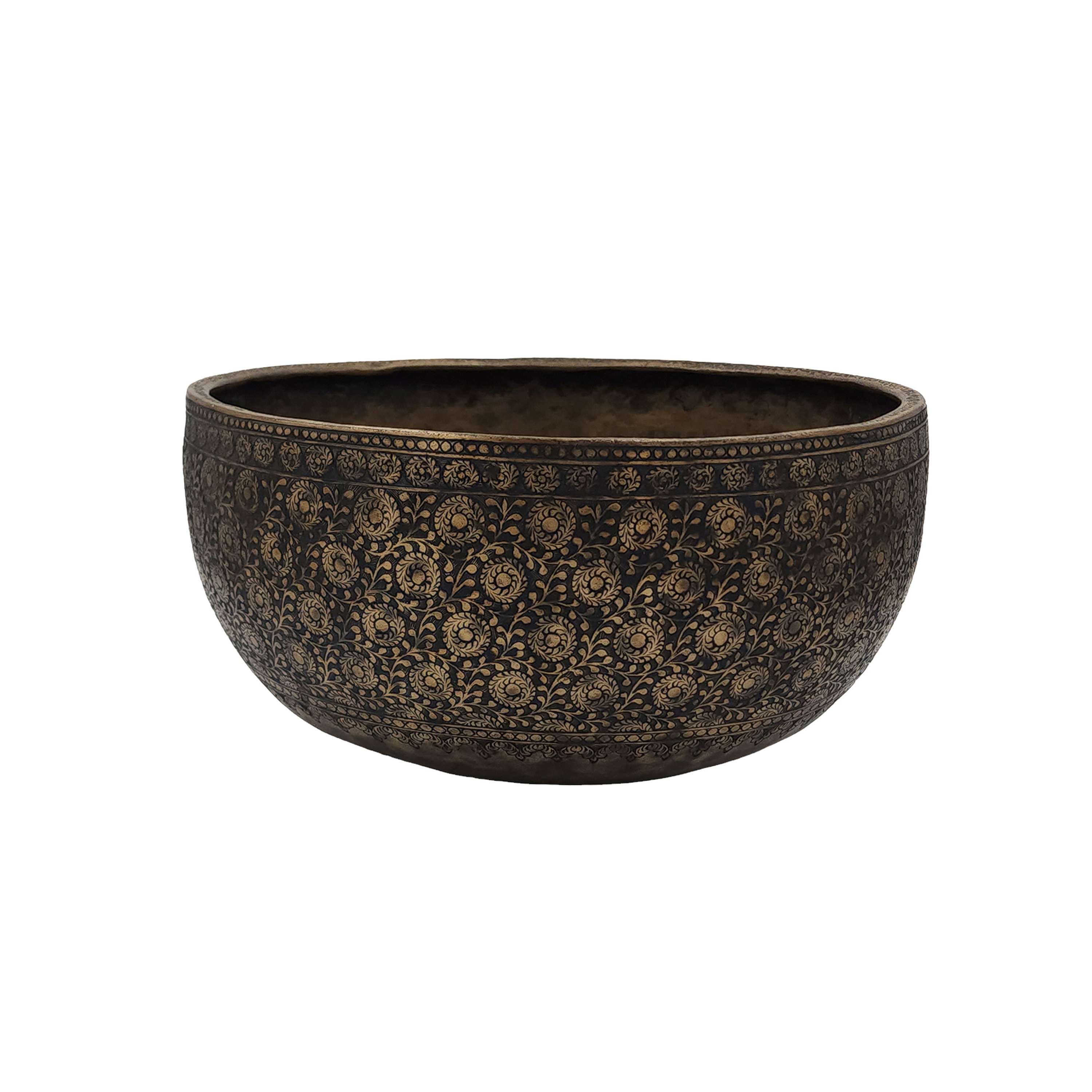 rare Find, Buddhist Real Antique Hand Beaten bangladeshi Jambati Singing Bowl, Carved Design, Beautiful Sound Quality, antique