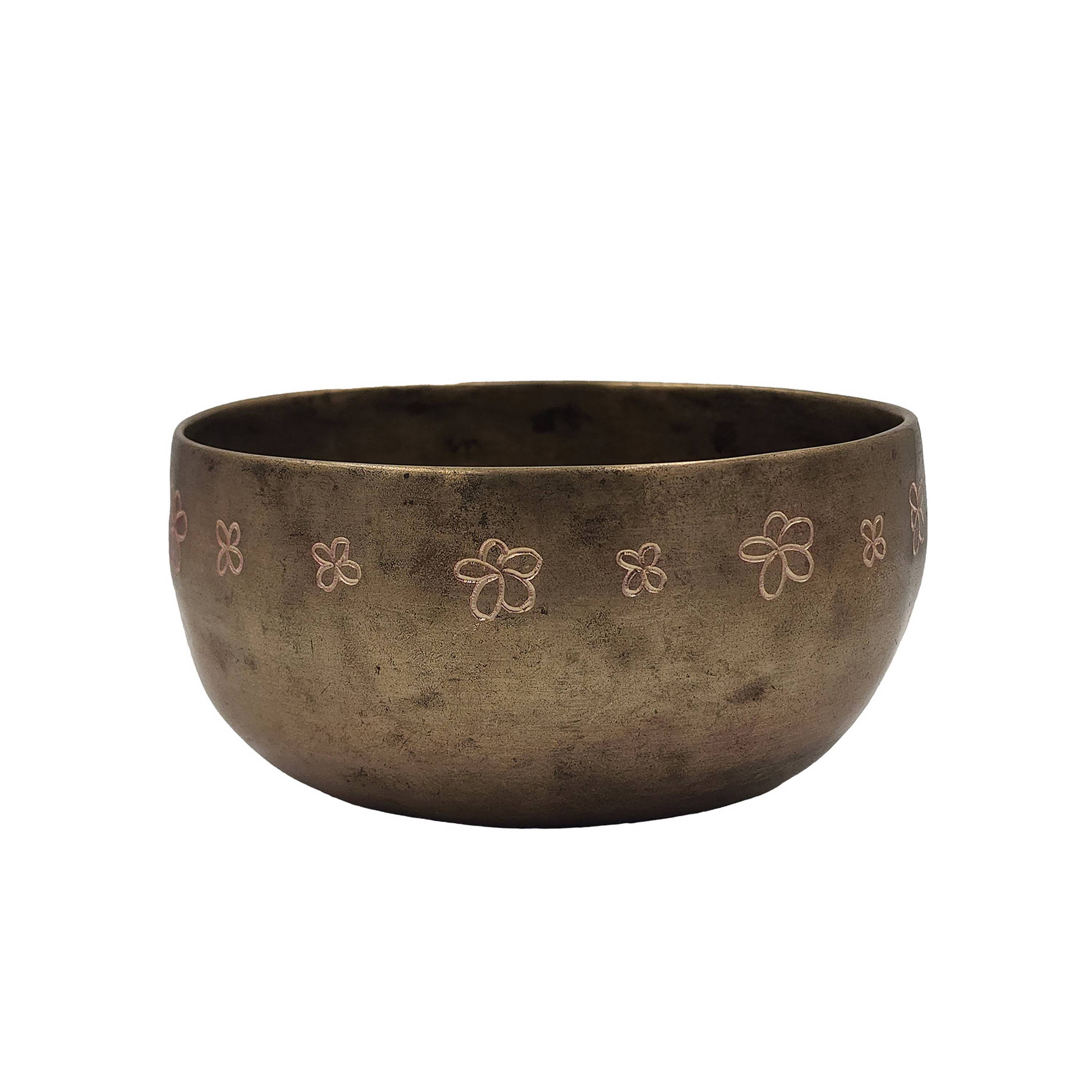 Buddhist Hand Beaten thadobati, Singing Bowl, Hand Carved, Antique