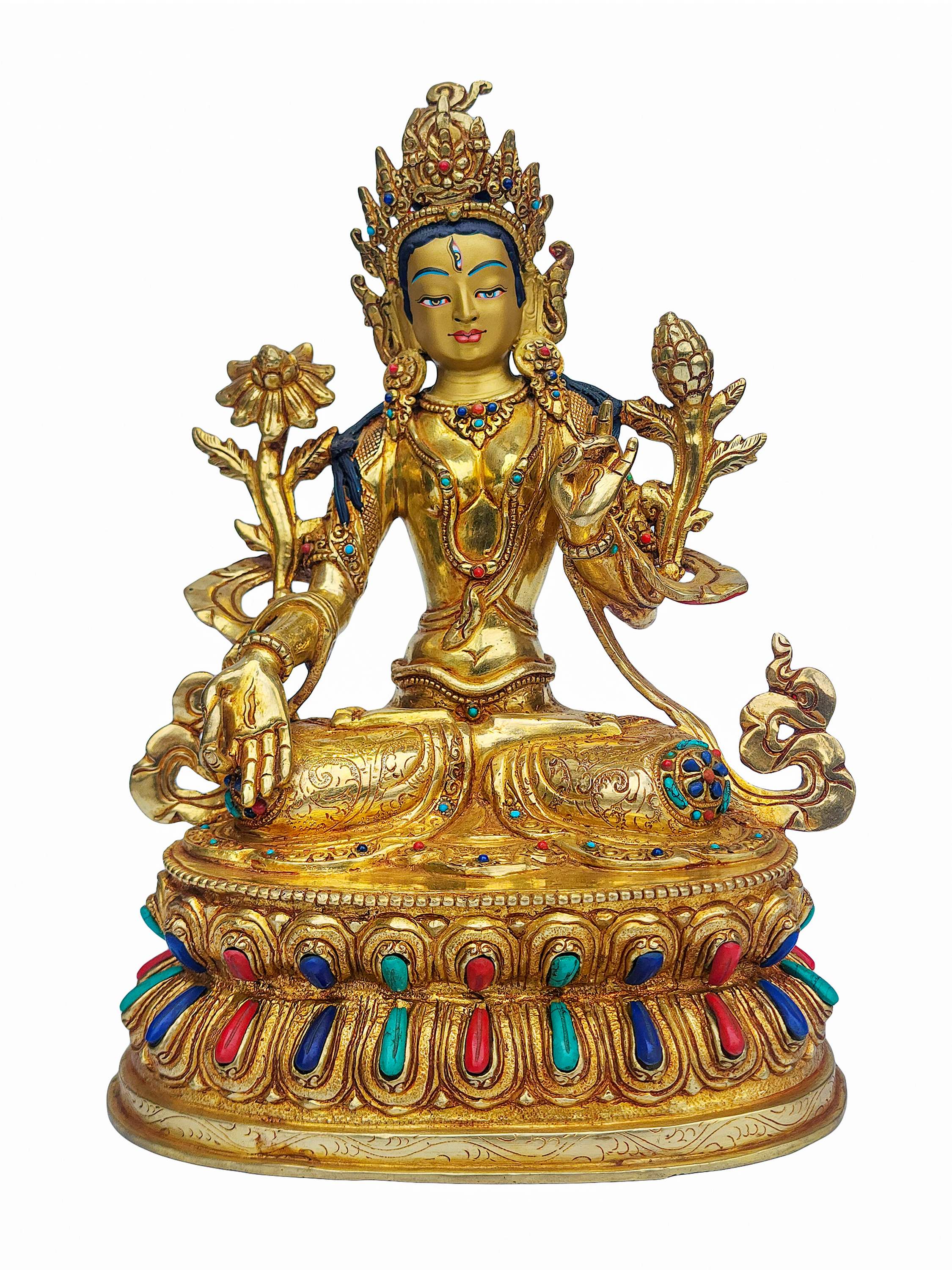 White Tara Statue, Buddhist Handmade Statue, On Double Base, <span Style=