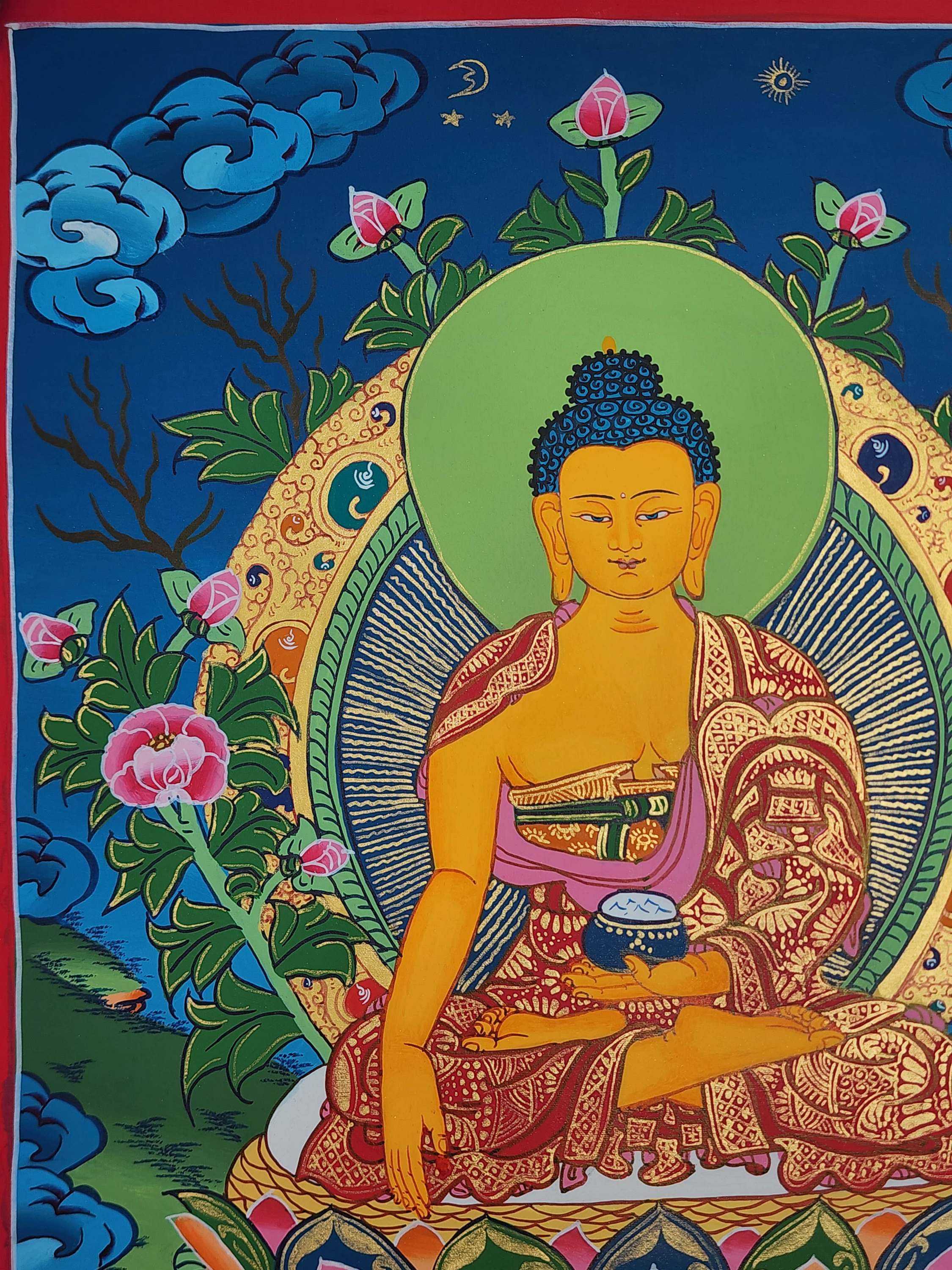 Shakyamuni Buddha Thangka Painting, Buddhist Traditional Painting, Tibetan Style