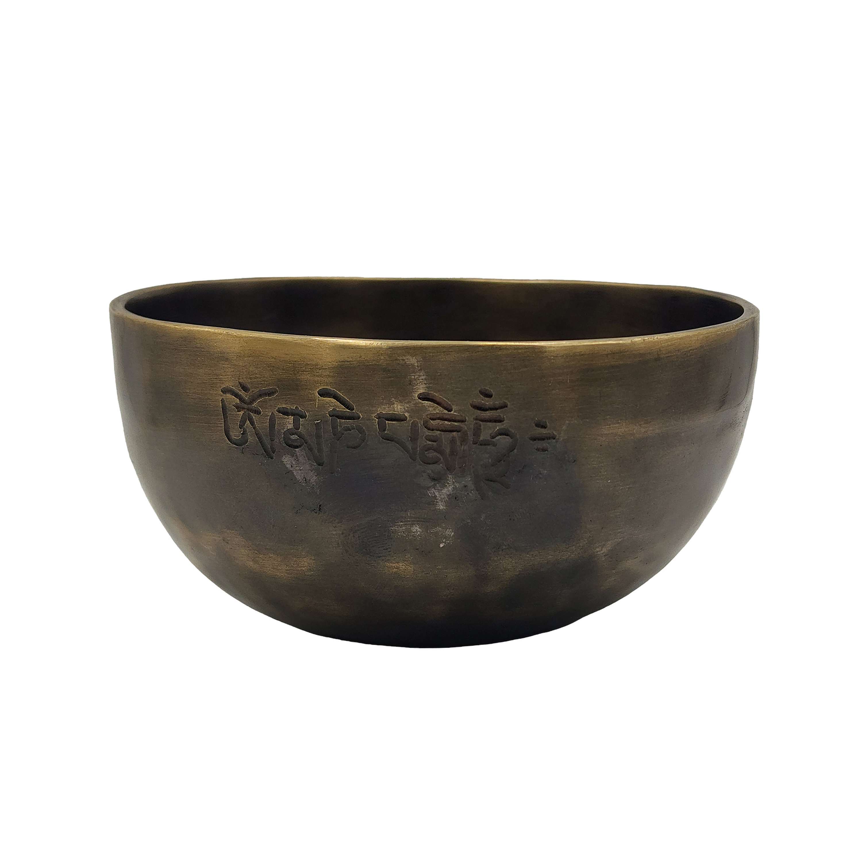 Full Moon Singing Bowl, Buddhist Hand Beaten, Moon Carved