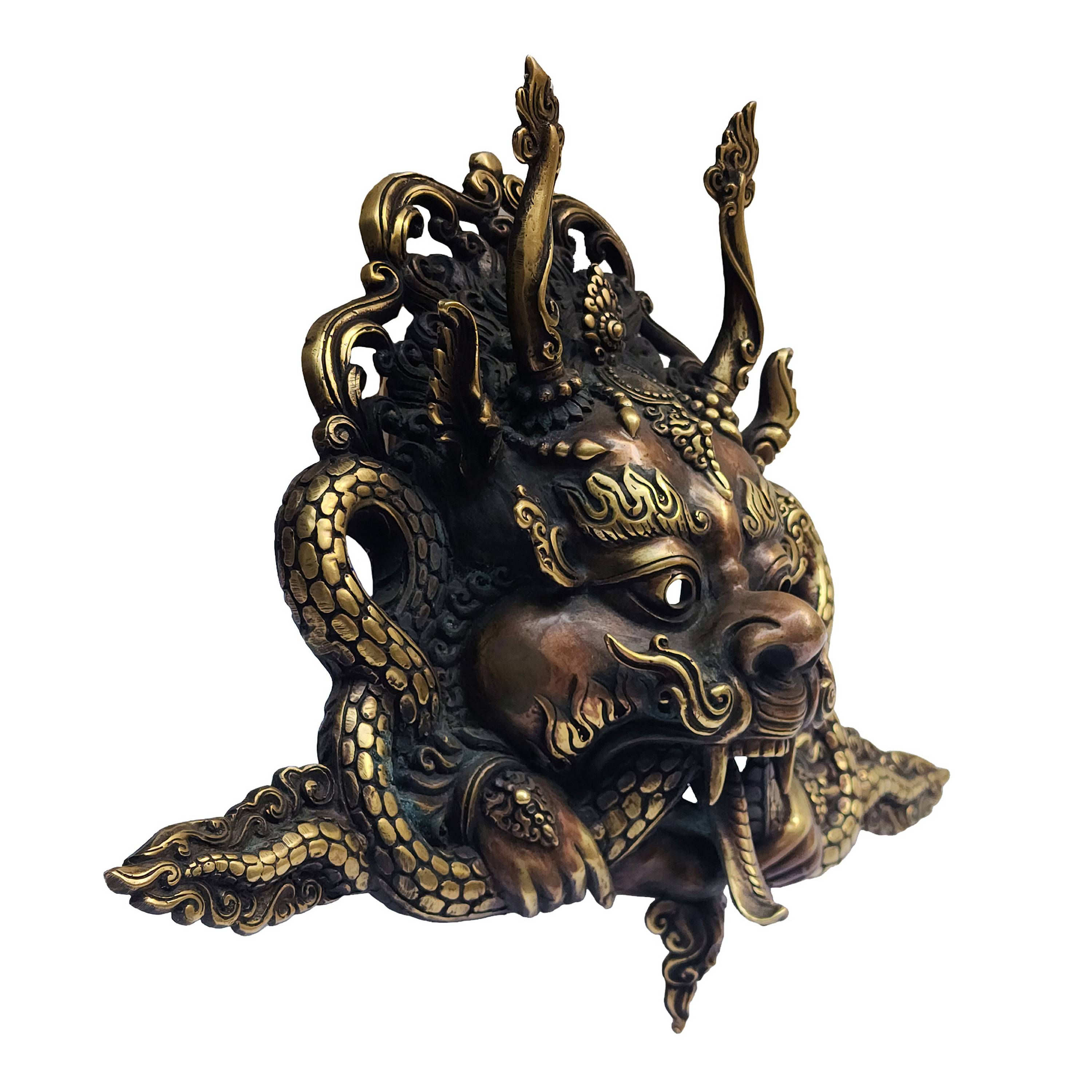 Cheppu Metal Mask, Buddhist Handmade Ritual Mask, Antique Finishing