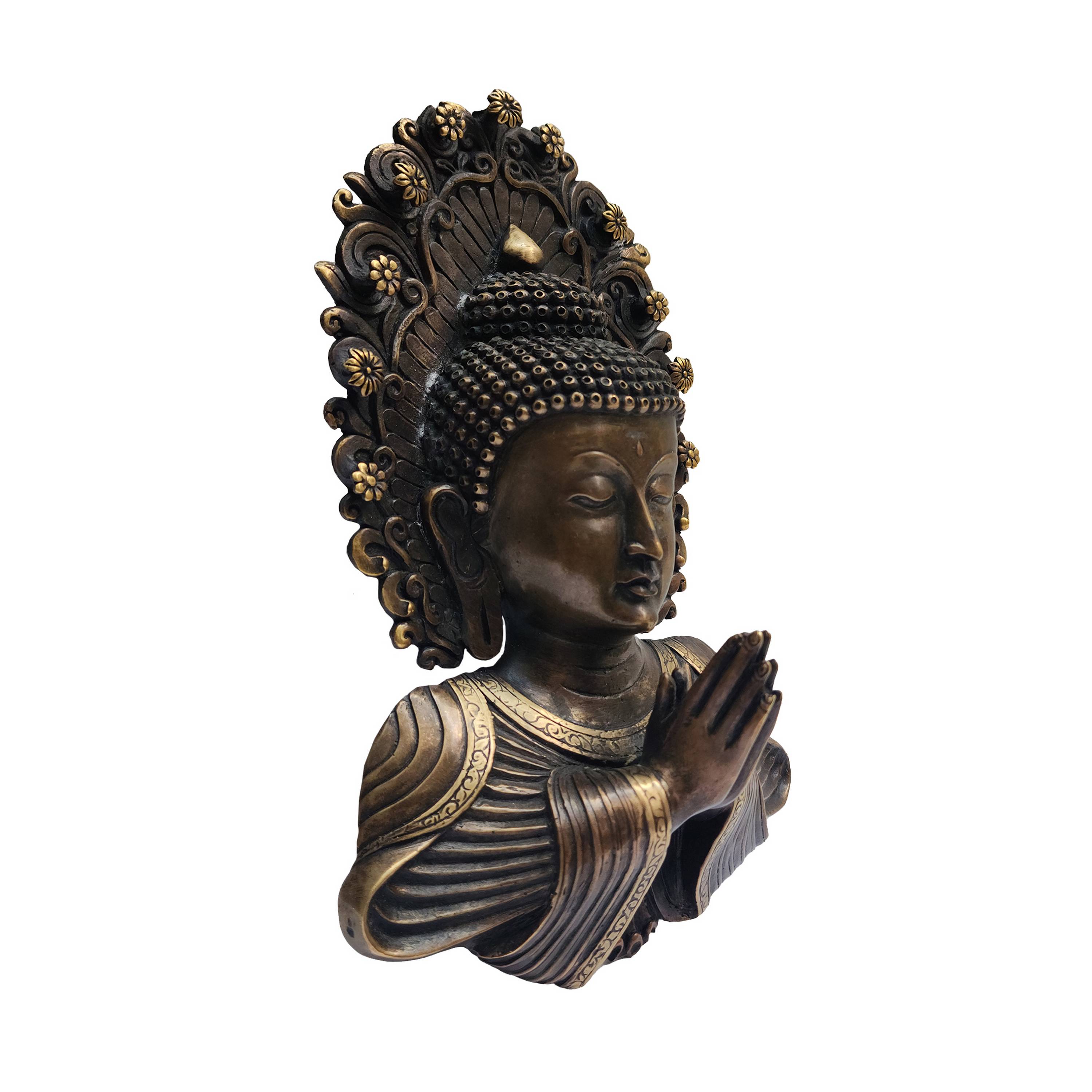Buddha Metal Mask, Buddhist Handmade Ritual Mask, Antique Finishing