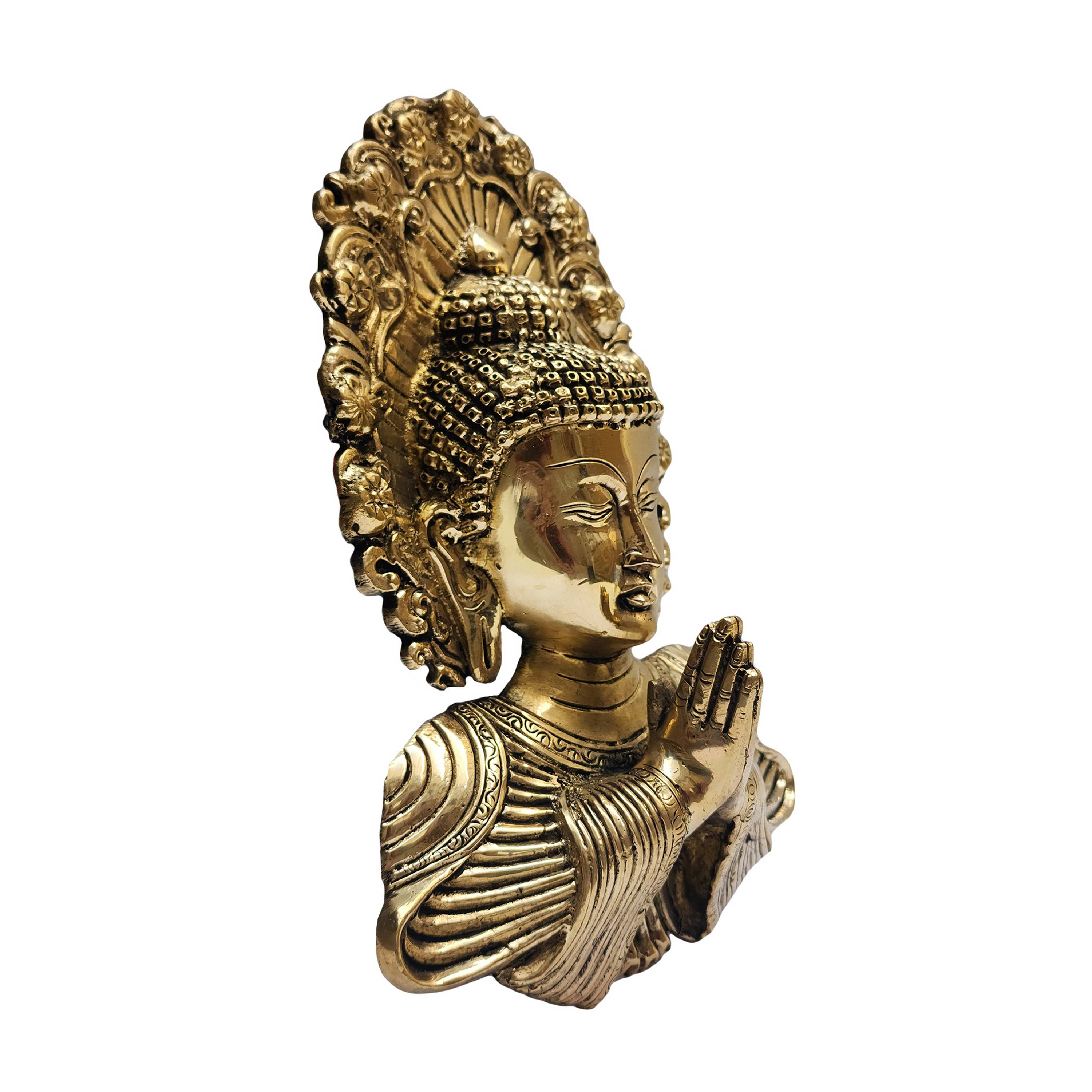 Buddha Metal Mask, Buddhist Handmade Ritual Mask, Glossy Finishing