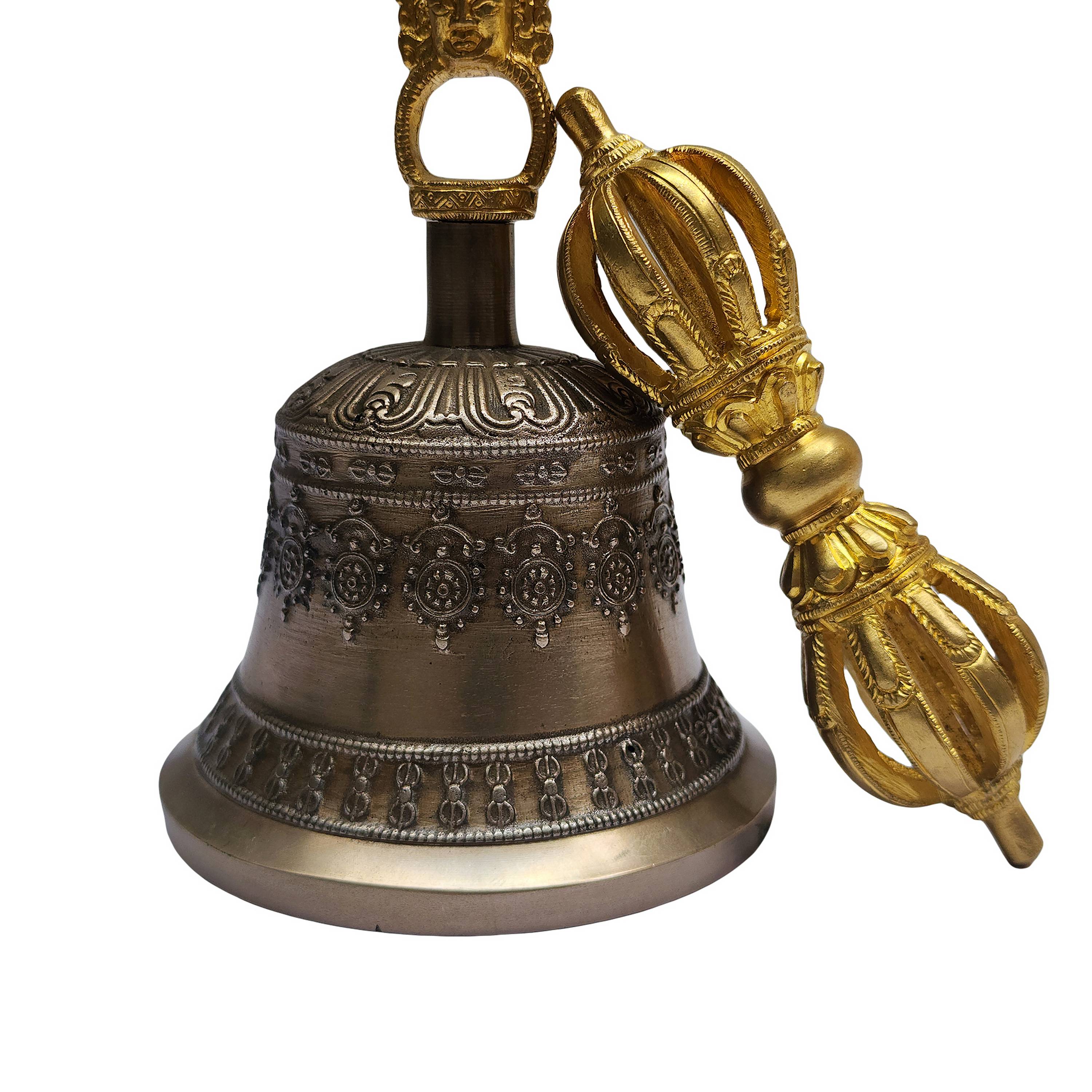 dehradun Bell And Dorje vajra, Bronze, high Quality, Antique Finishing