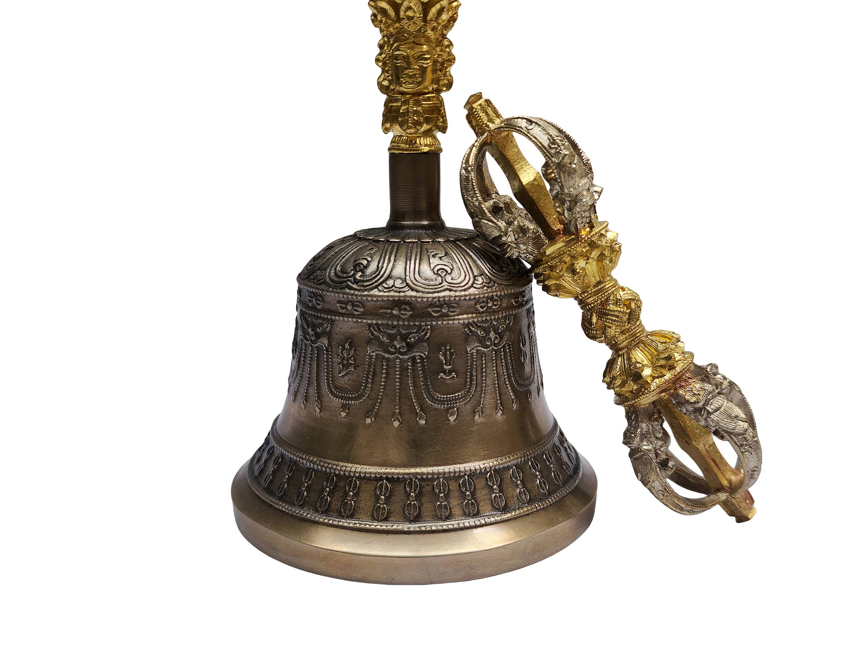 dehradun Bell And Dorje vajra, Bronze, high Quality, Antique Finishing